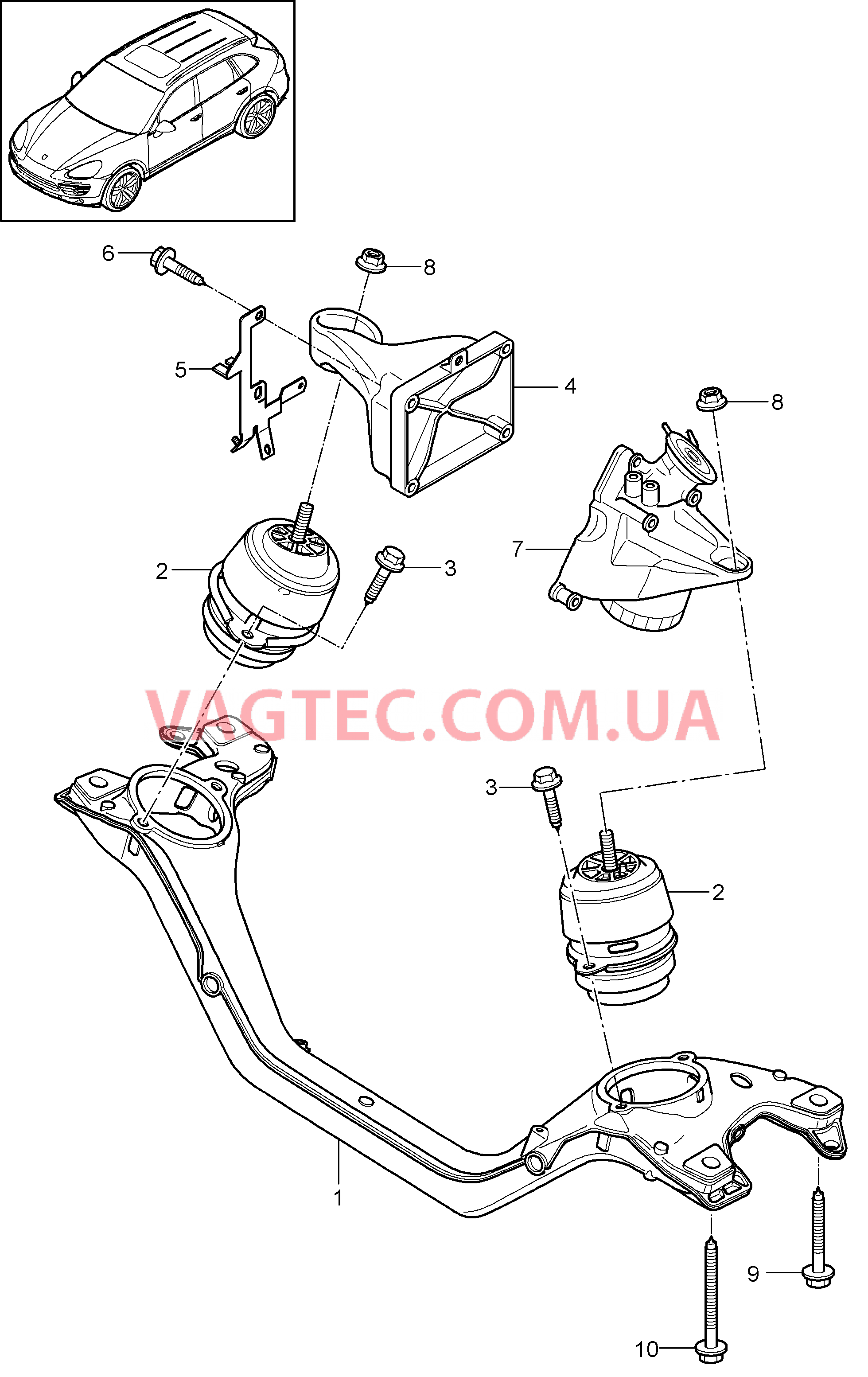 109-020 Подвеска двигателя, нижний
						
						MCE.YA, M55.02 для PORSCHE Cayenne 2011-2018USA