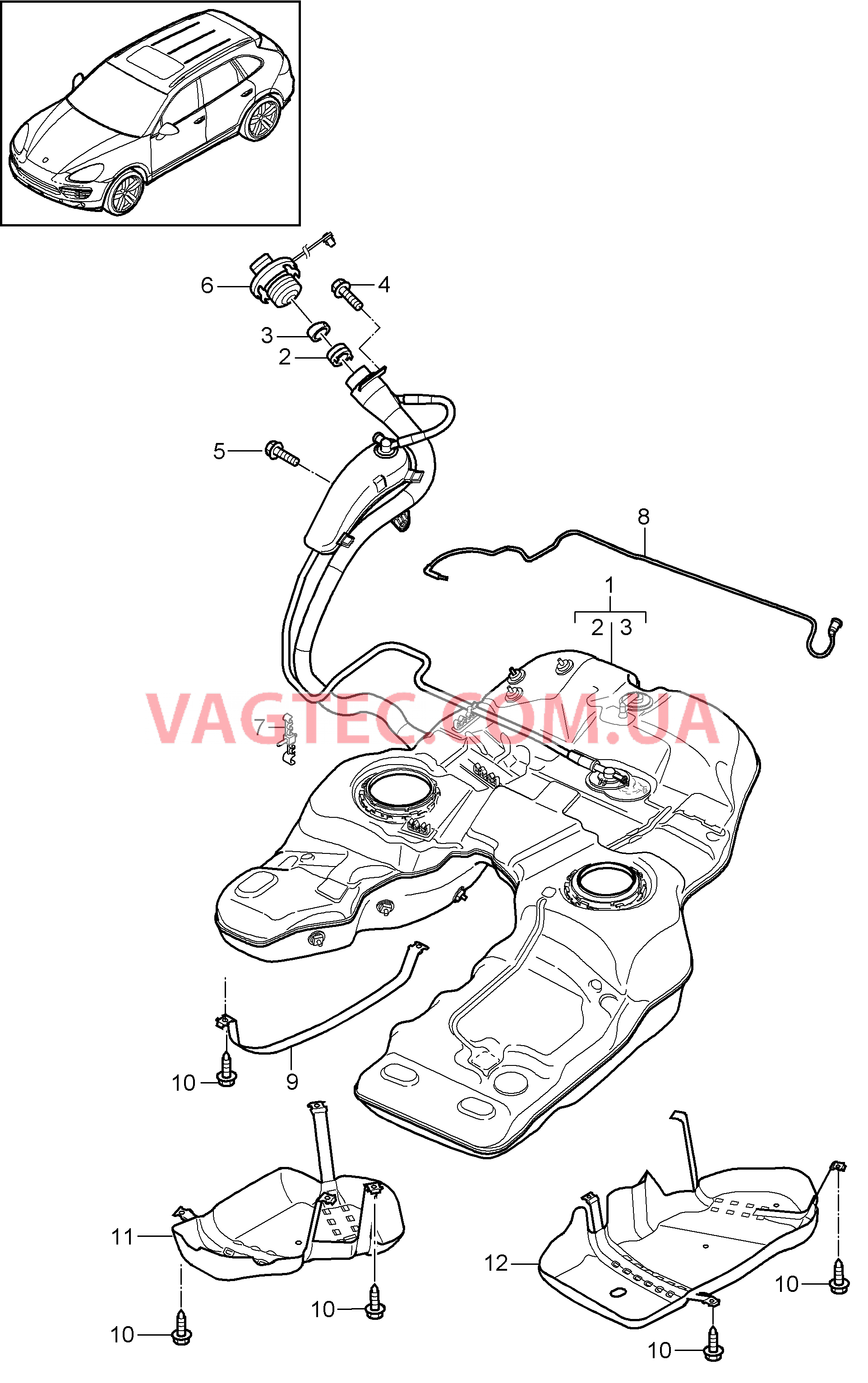 201-005 Топливный резервуар, с, Детали
						
						I2G0 для PORSCHE Cayenne 2011-2018USA