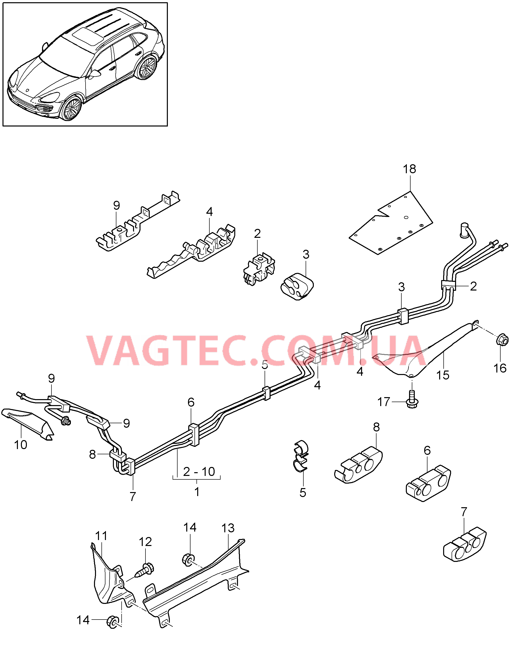 201-025 Топливная система, Топливная магистраль, Днище кузова
						
						I2G1/2G3/2G4, I2G7/2G8 для PORSCHE Cayenne 2011-2018
