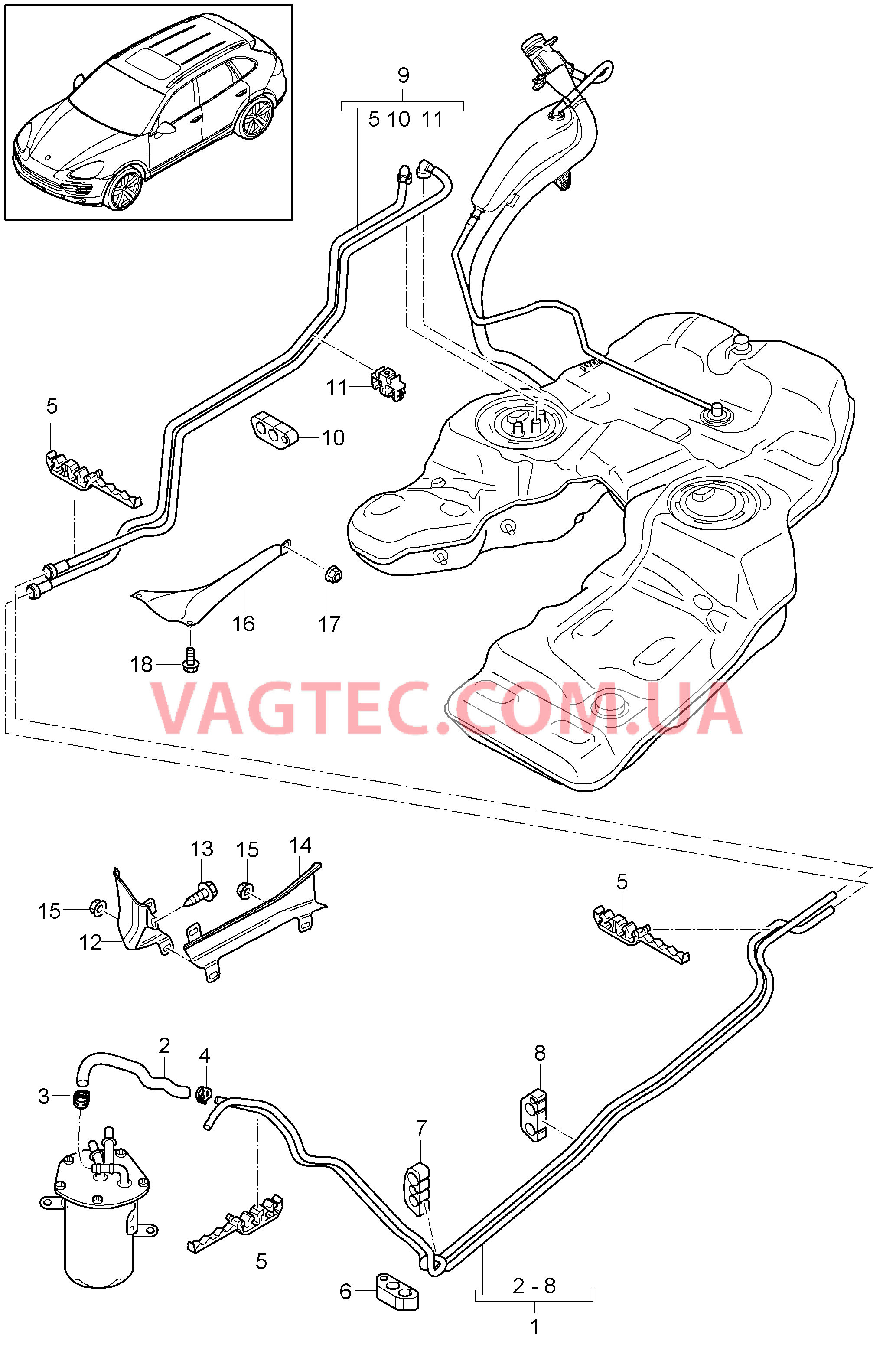 201-030 Топливная система, Топливная магистраль, Днище кузова
						
						I2G0 для PORSCHE Cayenne 2011-2018