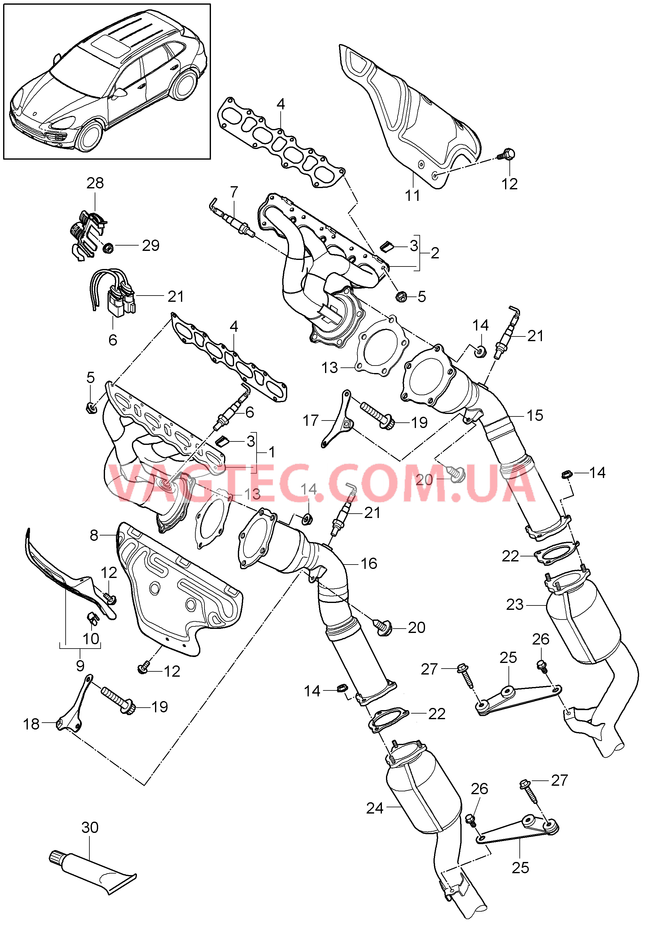 202-000 Выпускная система, Выпускной коллектор, Катализатор
						
						ID6V для PORSCHE Cayenne 2011-2018USA