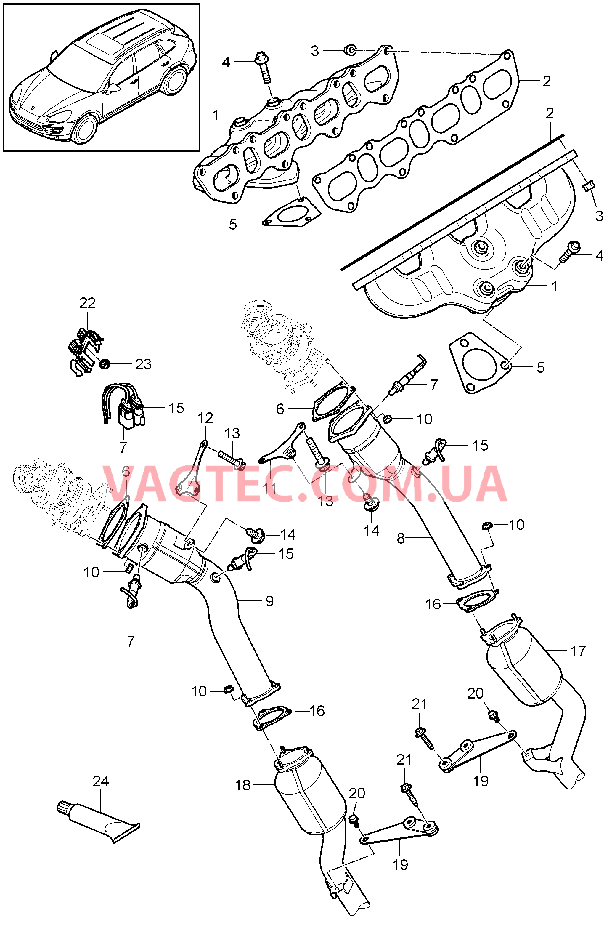 202-005 Выпускная система, Выпускной коллектор, Катализатор
						
						IDT1/DT5/D58 для PORSCHE Cayenne 2011-2018USA