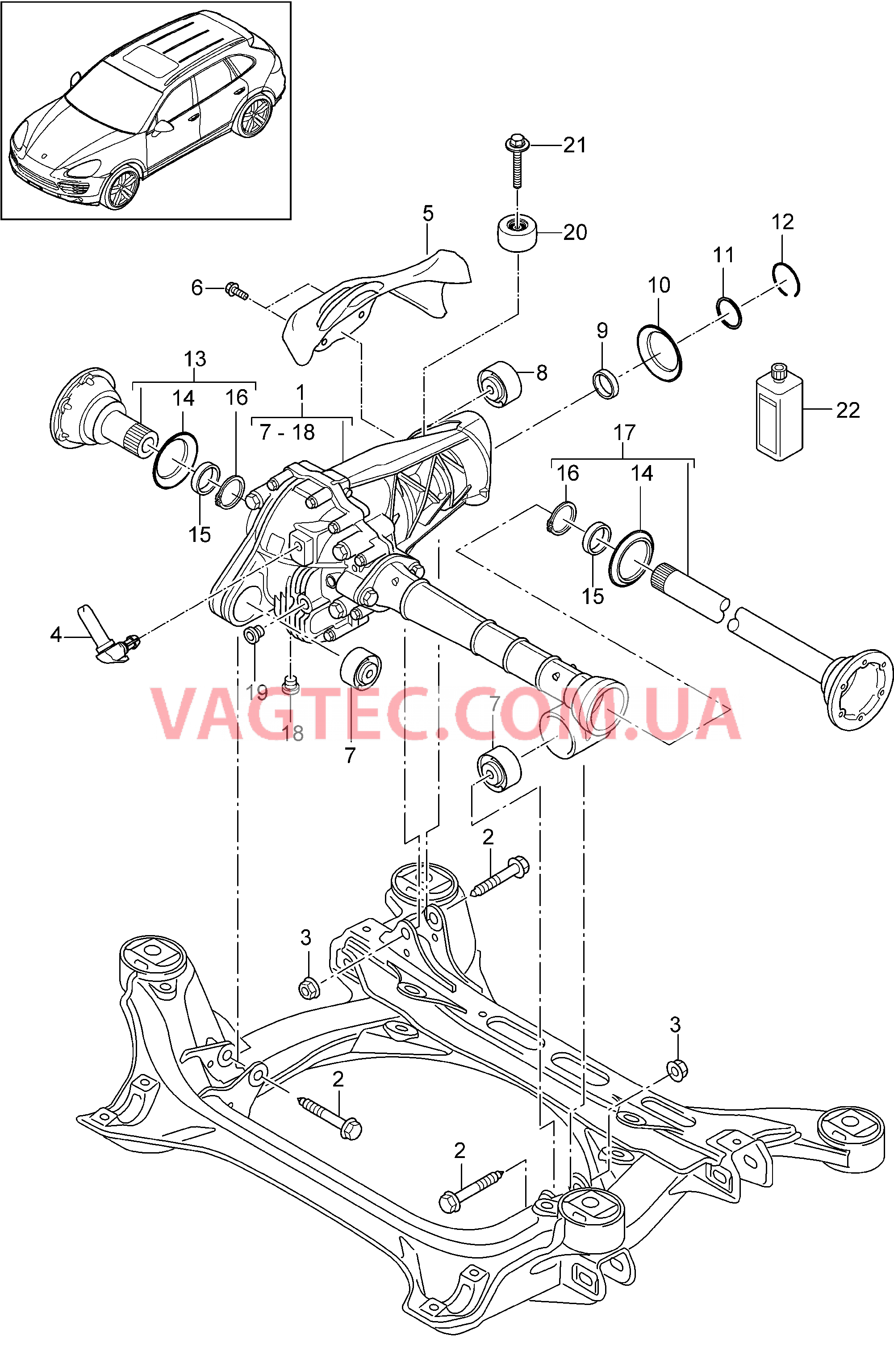 305-000 ГП передней оси, Готов к установке для PORSCHE Cayenne 2011-2018USA