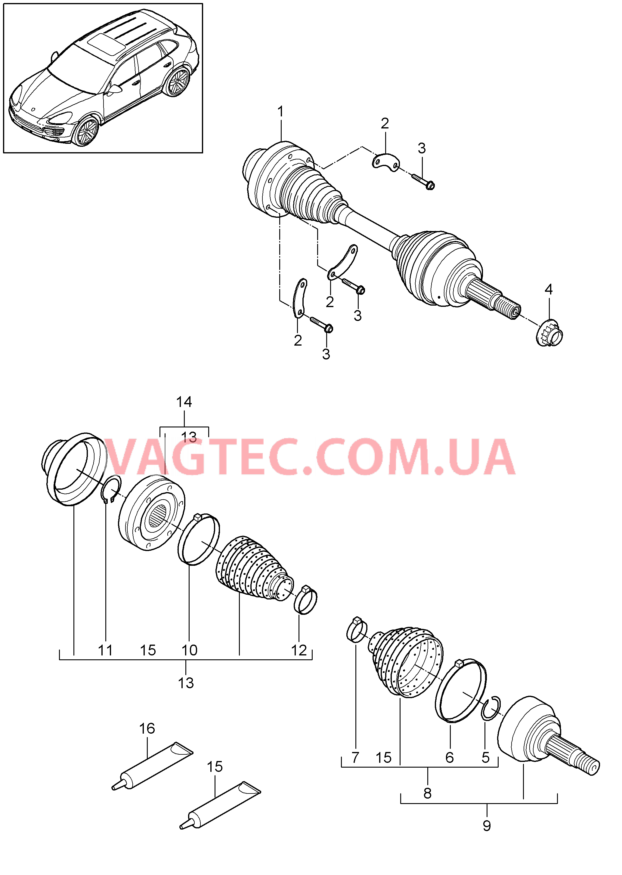 401-010 Шарнирный вал для PORSCHE Cayenne 2011-2018USA