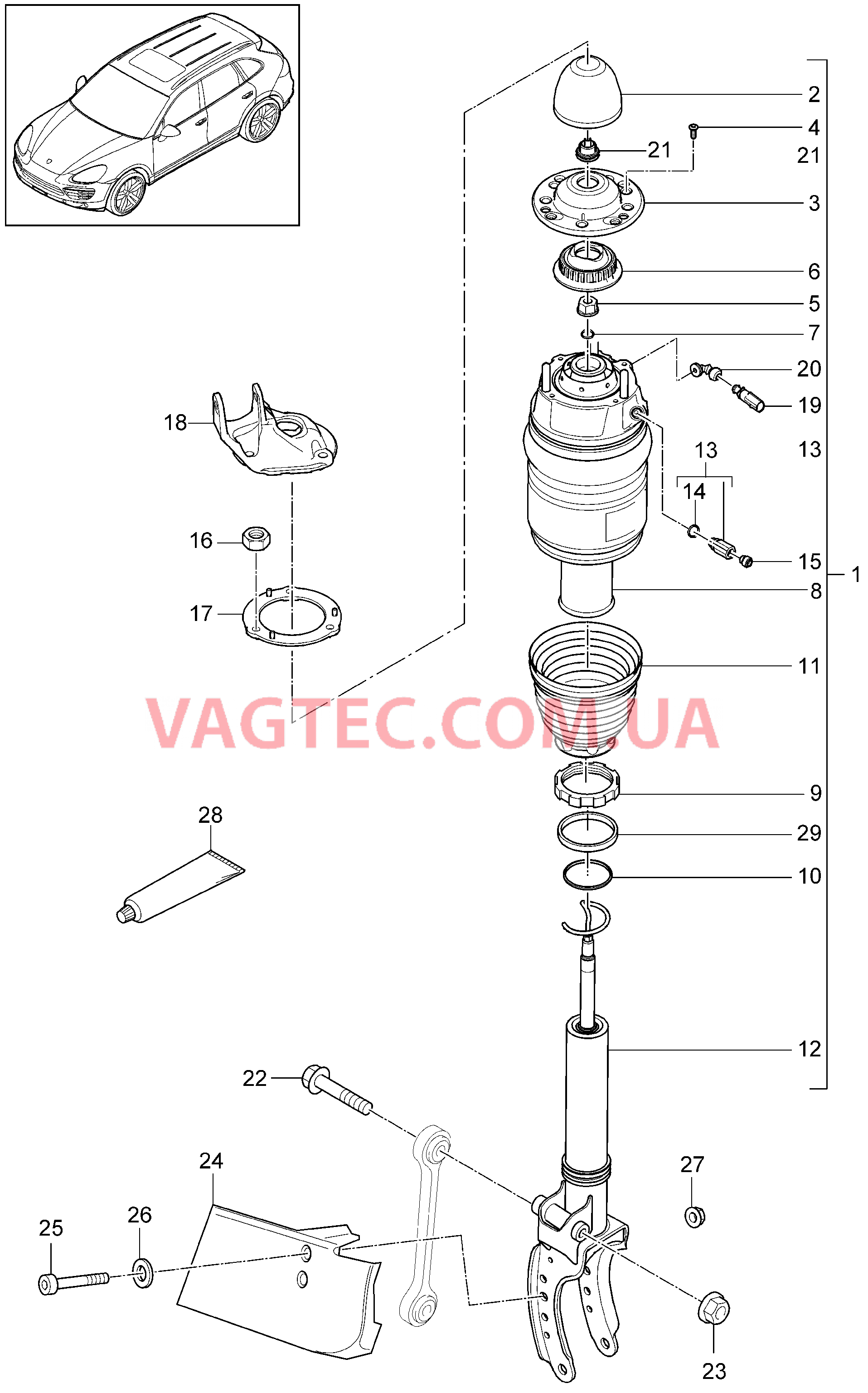 402-005 Упруг.элем.пневм.подвески, Амортизац.стойка
						
						I1BK для PORSCHE Cayenne 2011-2018