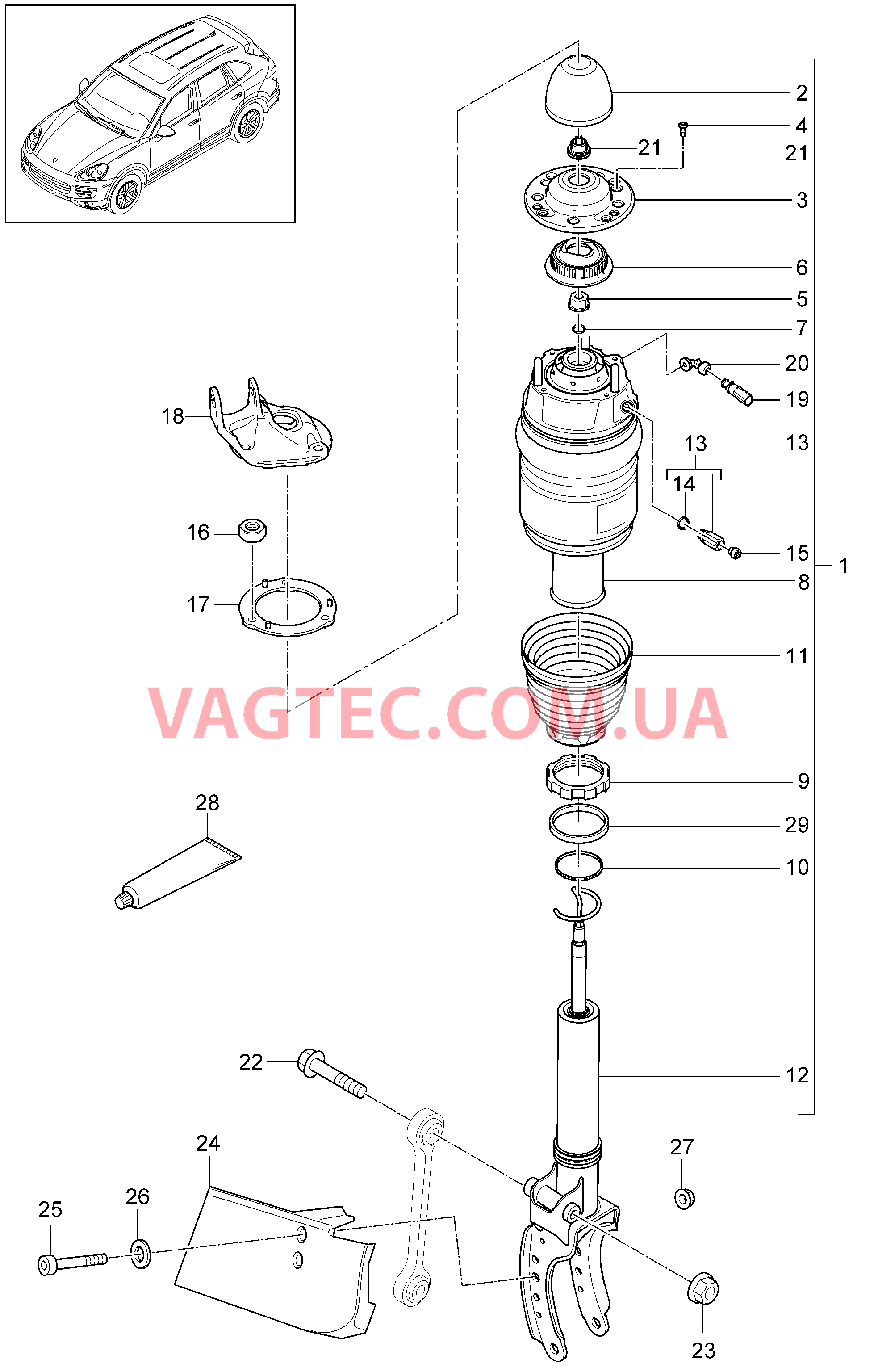 402-007 Упруг.элем.пневм.подвески, Амортизац.стойка
						
						I1BK для PORSCHE Cayenne 2011-2018USA