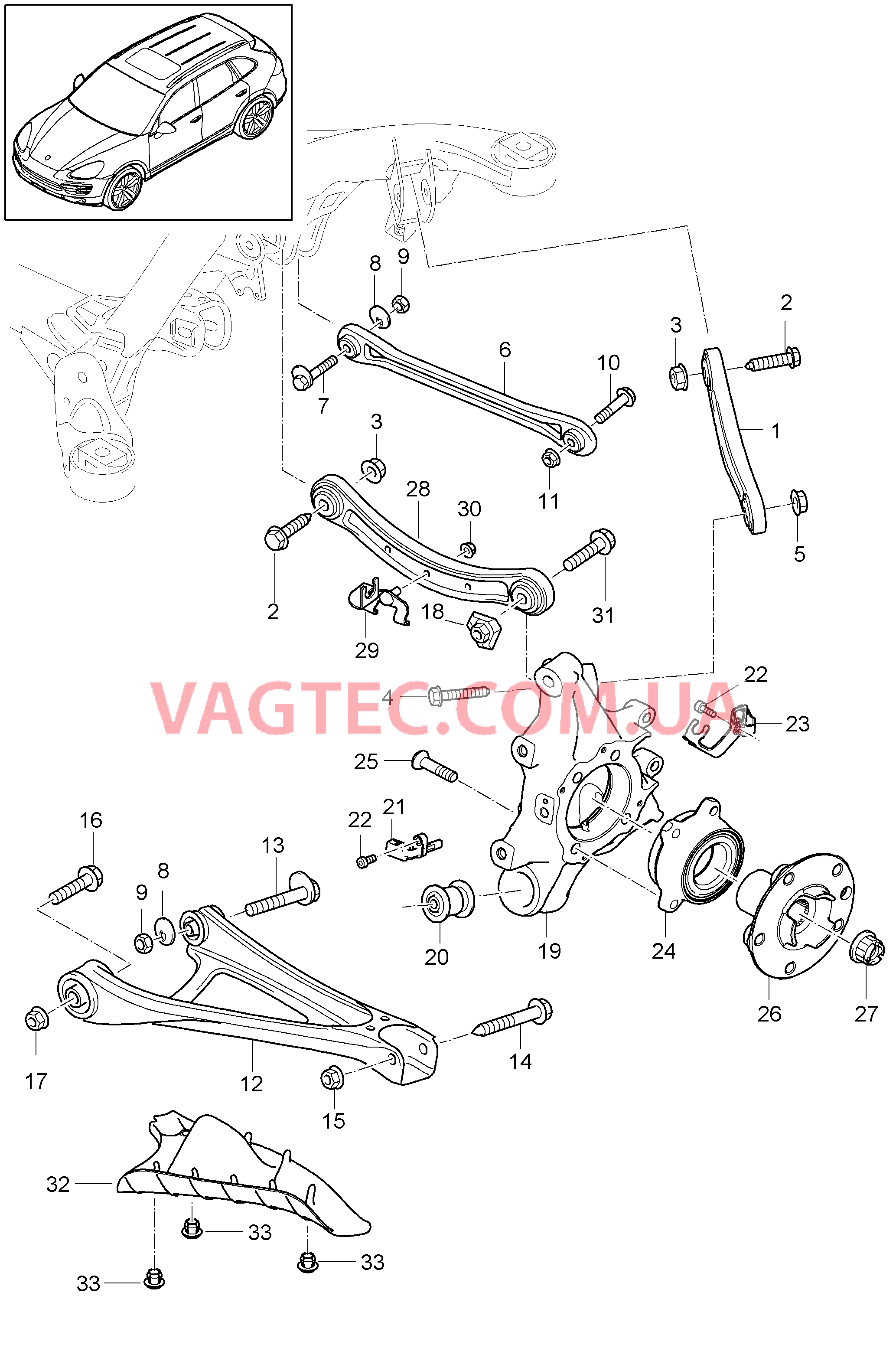 501-000 Задняя ось, Корпус подшипника ступицы, Поперечный рычаг, Рулевая тяга, Ступица, Защита от камней для PORSCHE Cayenne 2011-2018USA