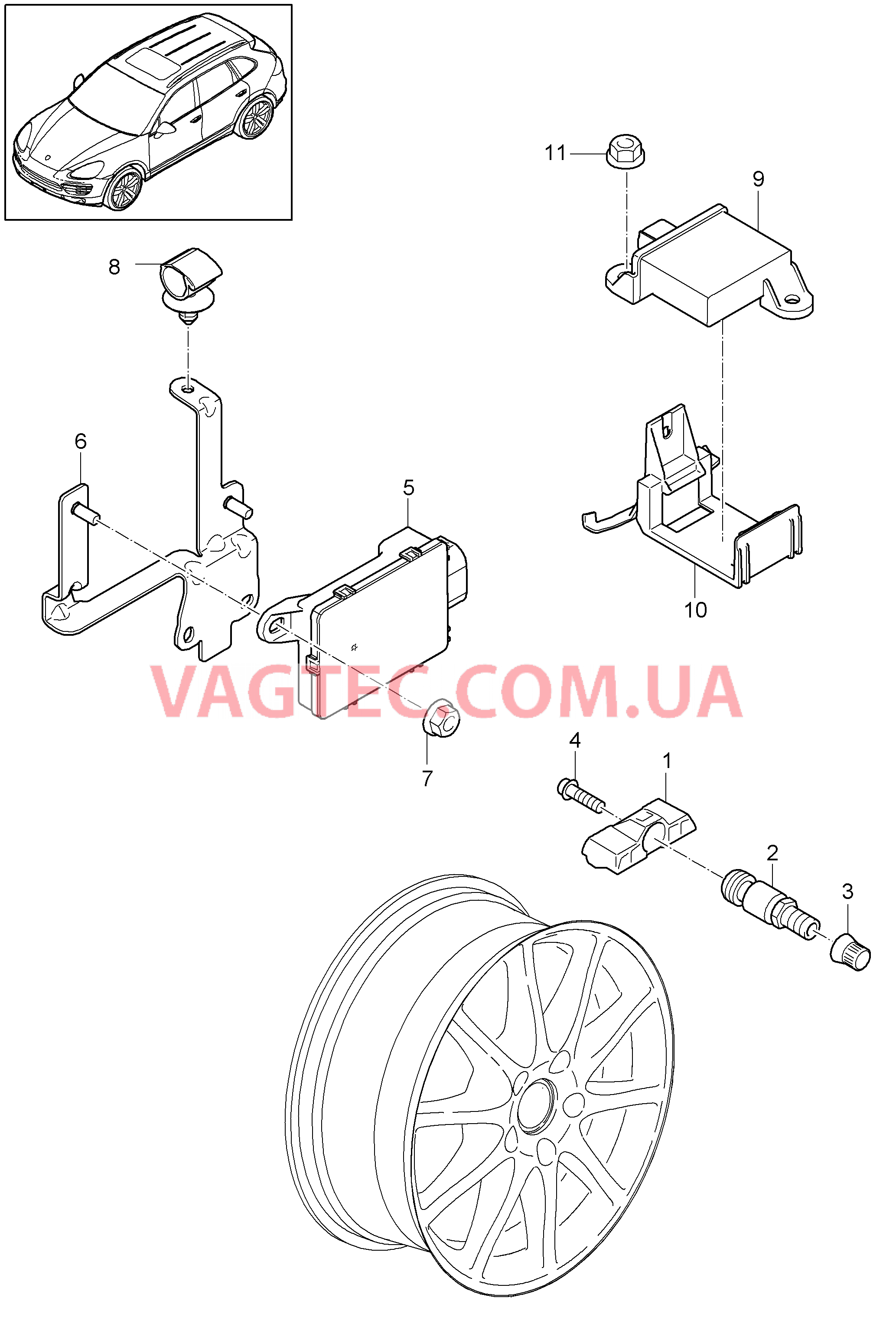 601-005 Сис.контр.дав.возд.в шин.
						
						I7K3/7K4 для PORSCHE Cayenne 2011-2018USA