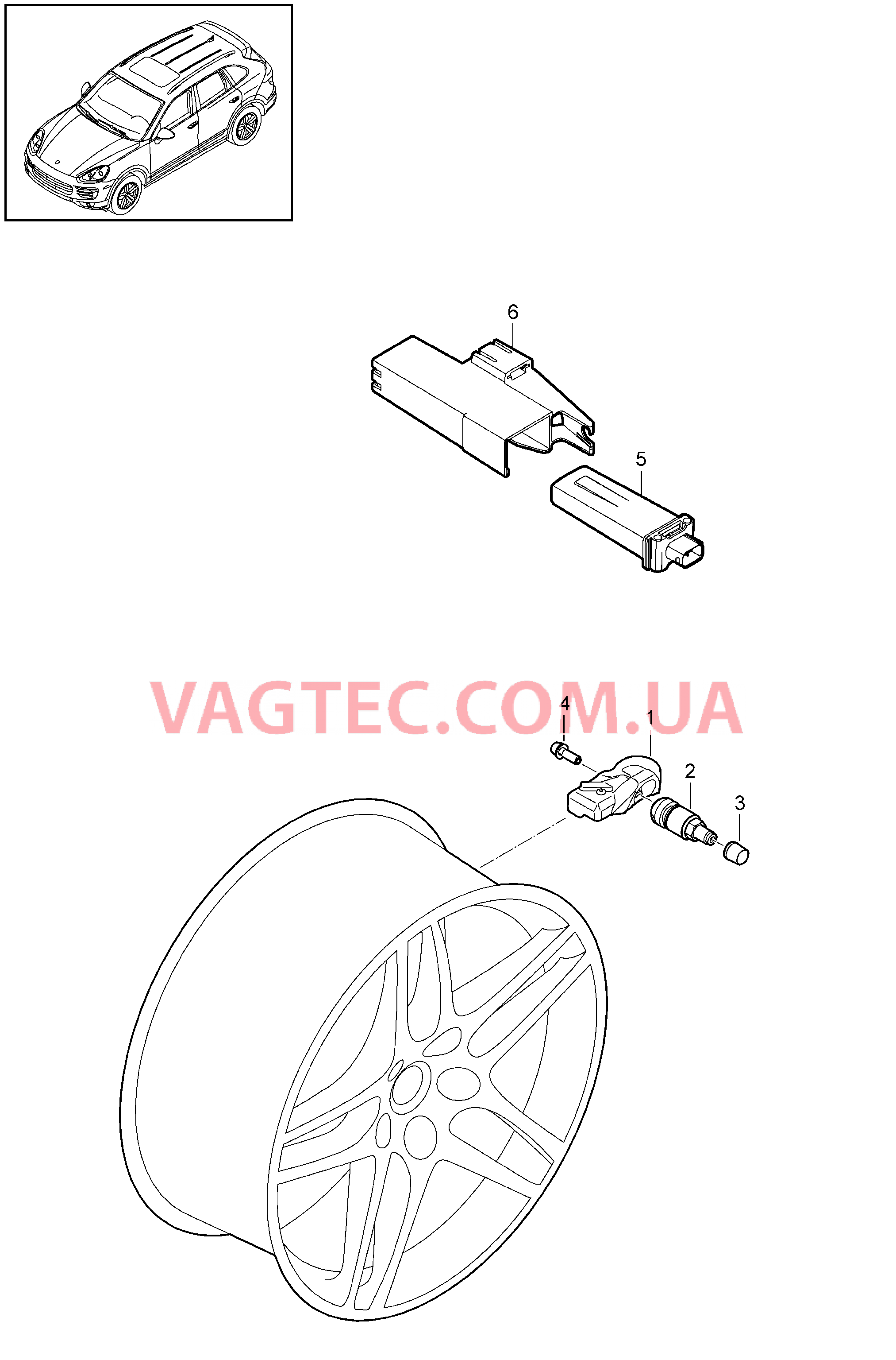 601-006 Сис.контр.дав.возд.в шин. для PORSCHE Cayenne 2011-2018