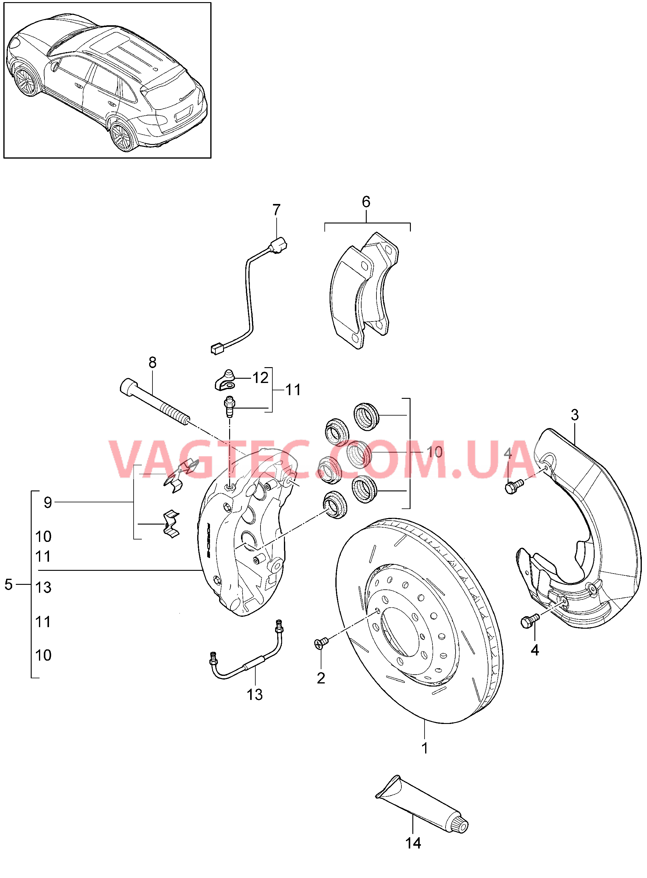 602-002 Дисковой тормоз, Передняя ось для PORSCHE Cayenne 2011-2018USA