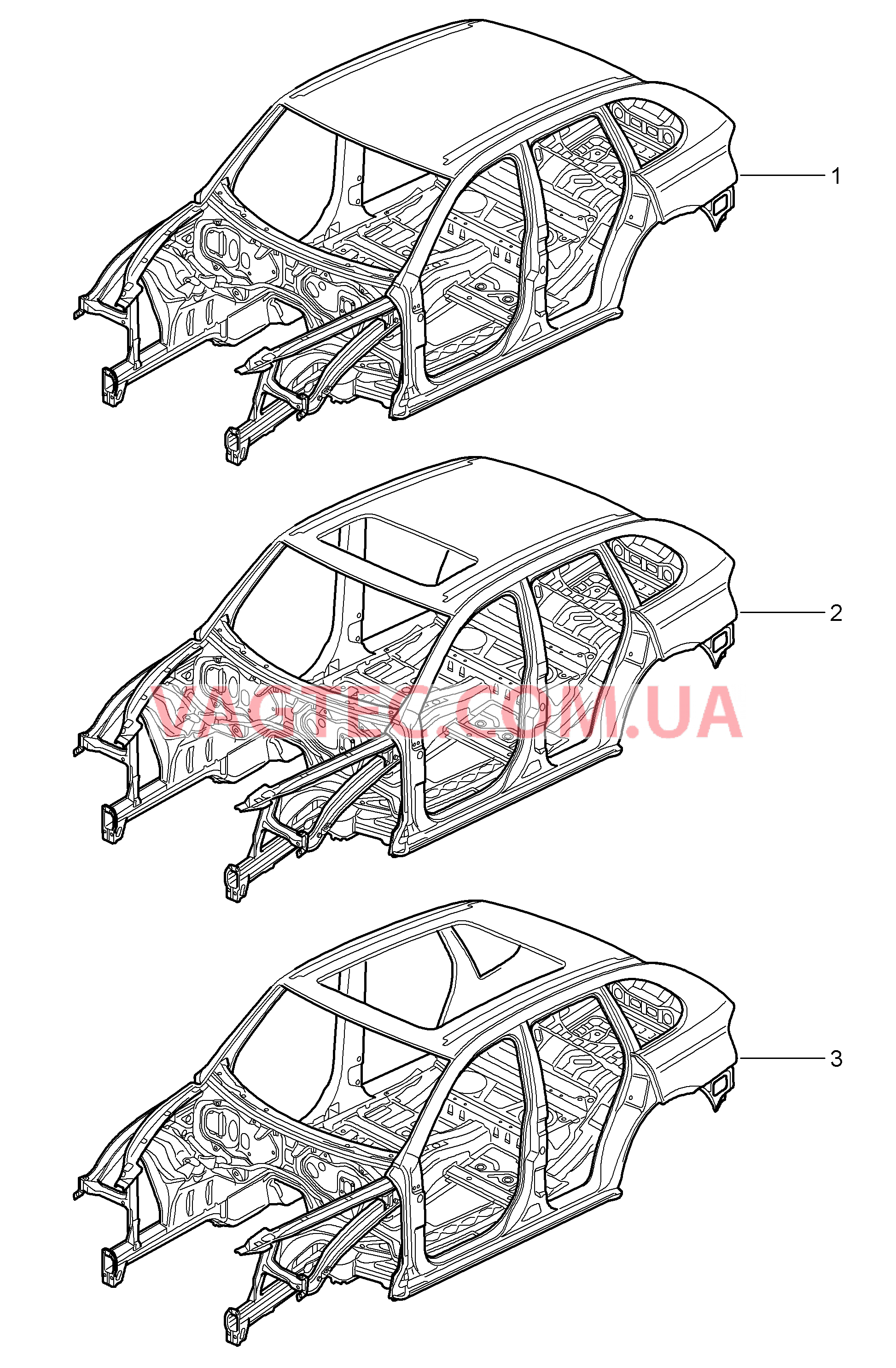 801-000 Силовая структура кузова для PORSCHE Cayenne 2011-2018