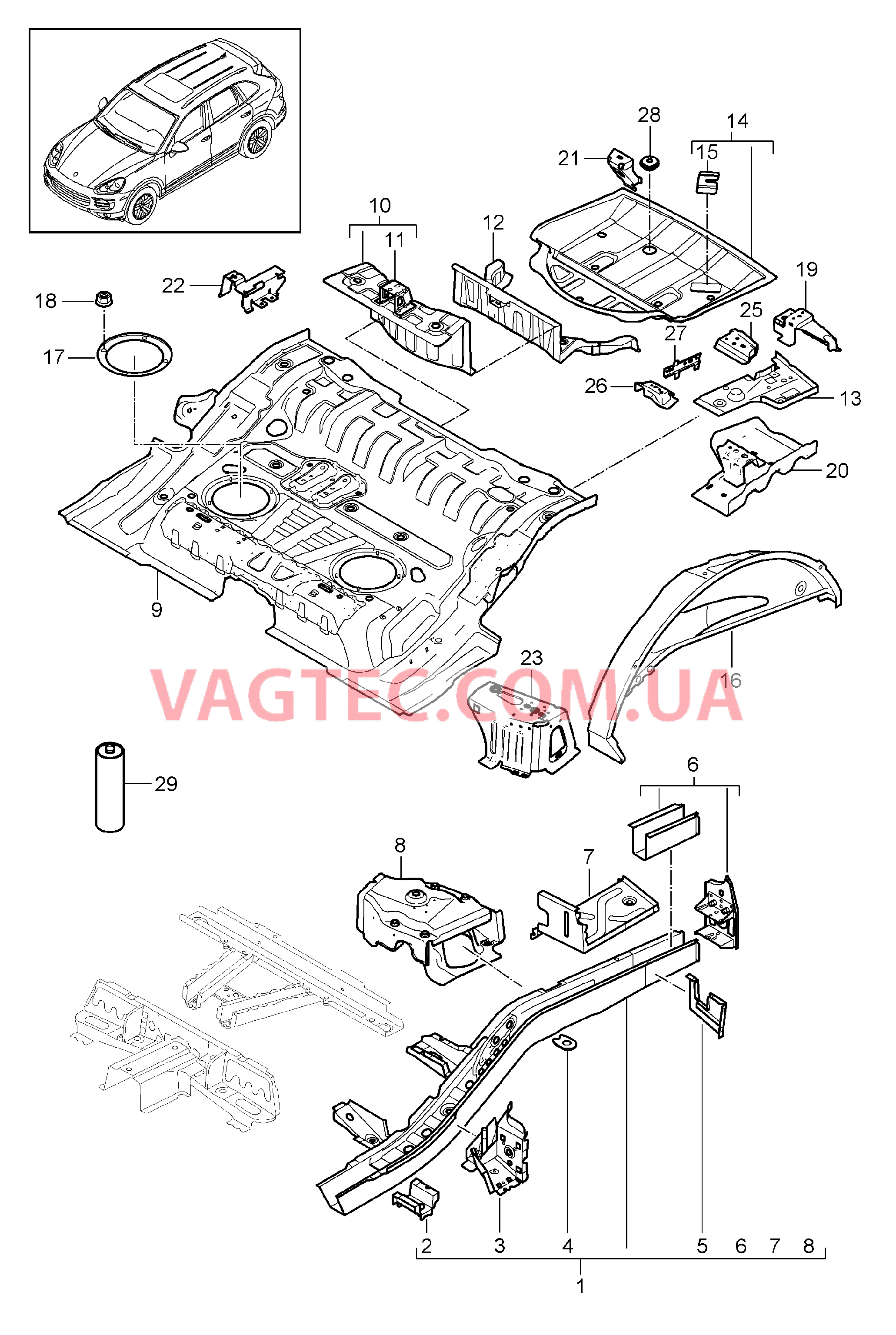 801-028 Задняя подвеска для PORSCHE Cayenne 2011-2018USA