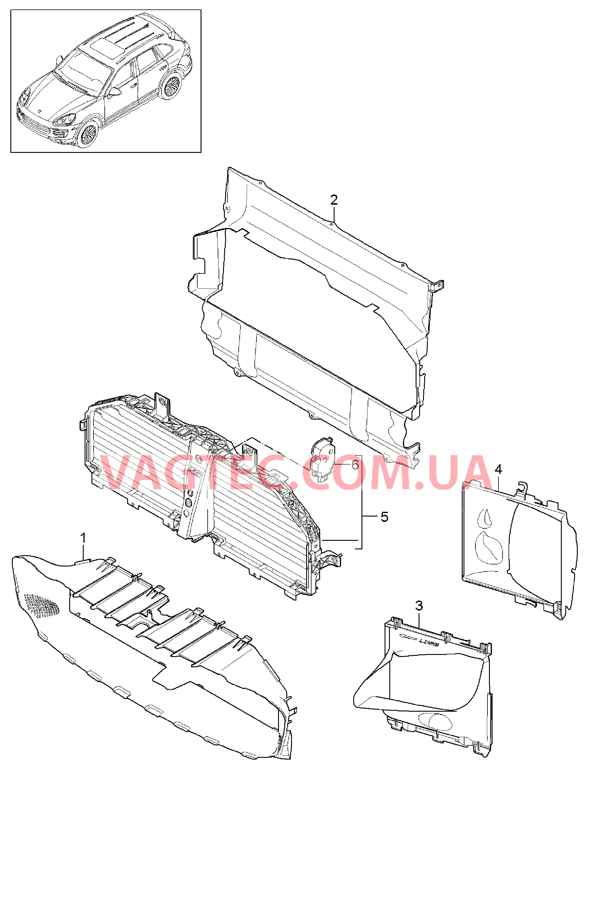 802-040 Воздуховод, передний для PORSCHE Cayenne 2011-2018USA