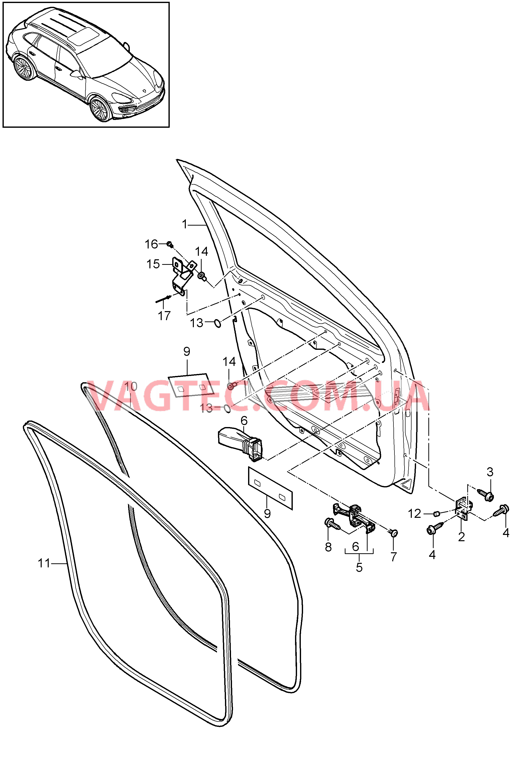 804-000 Спец.конструкц., передний, Уплотнения для PORSCHE Cayenne 2011-2018USA