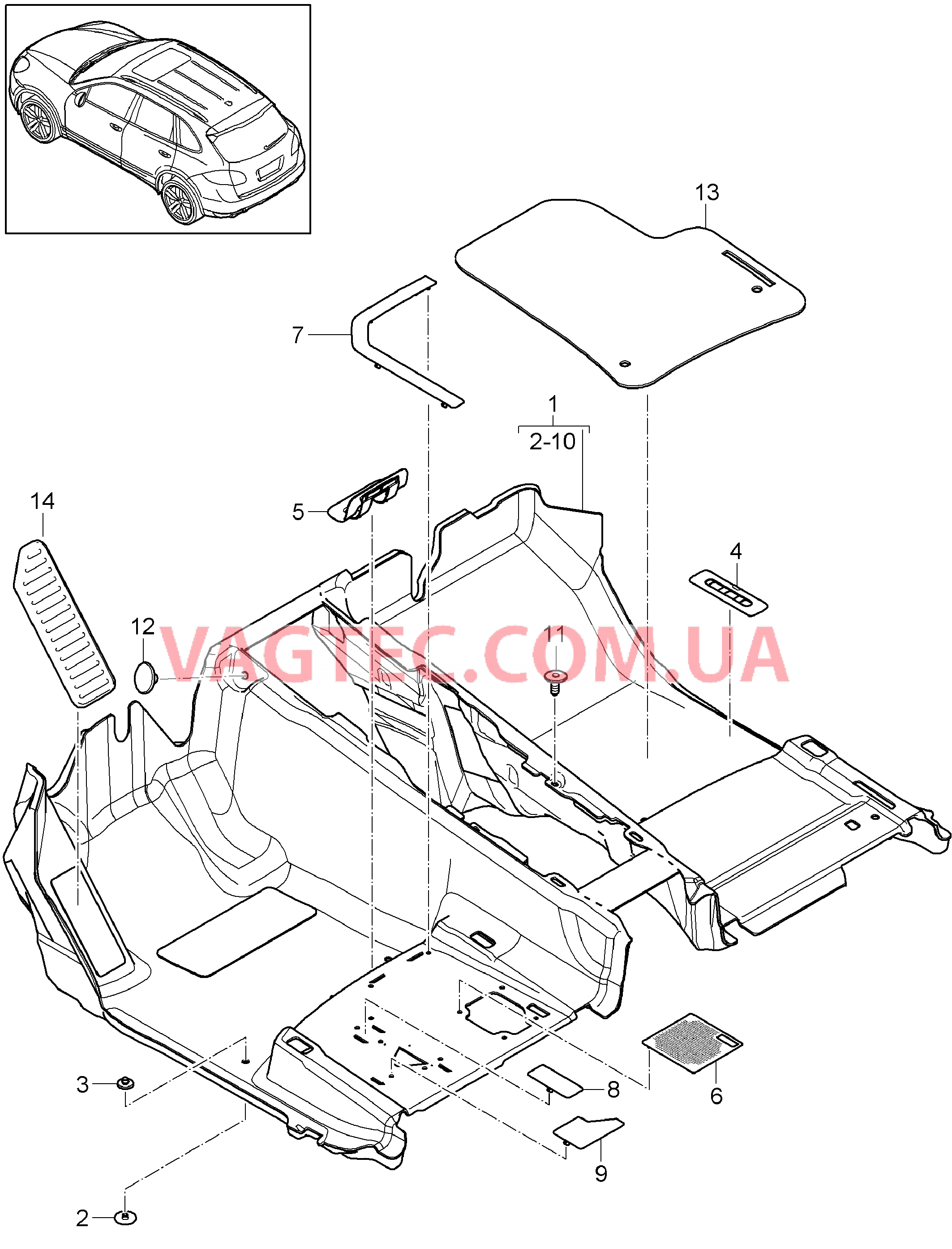 807-000 Накладка на днище, передний для PORSCHE Cayenne 2011-2018USA