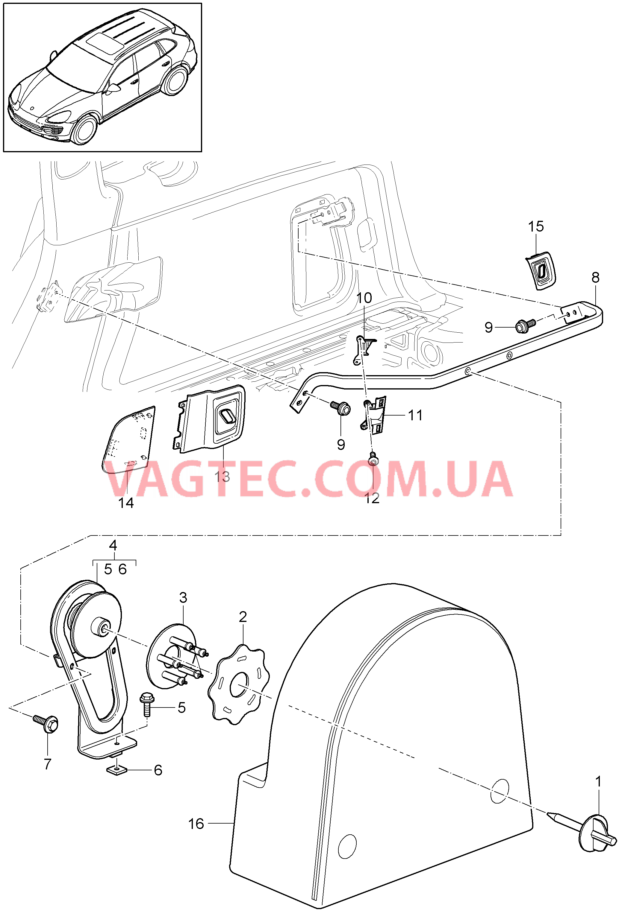 807-040 Детали, Крепление, Запасное колесо, Чехол для PORSCHE Cayenne 2011-2018
