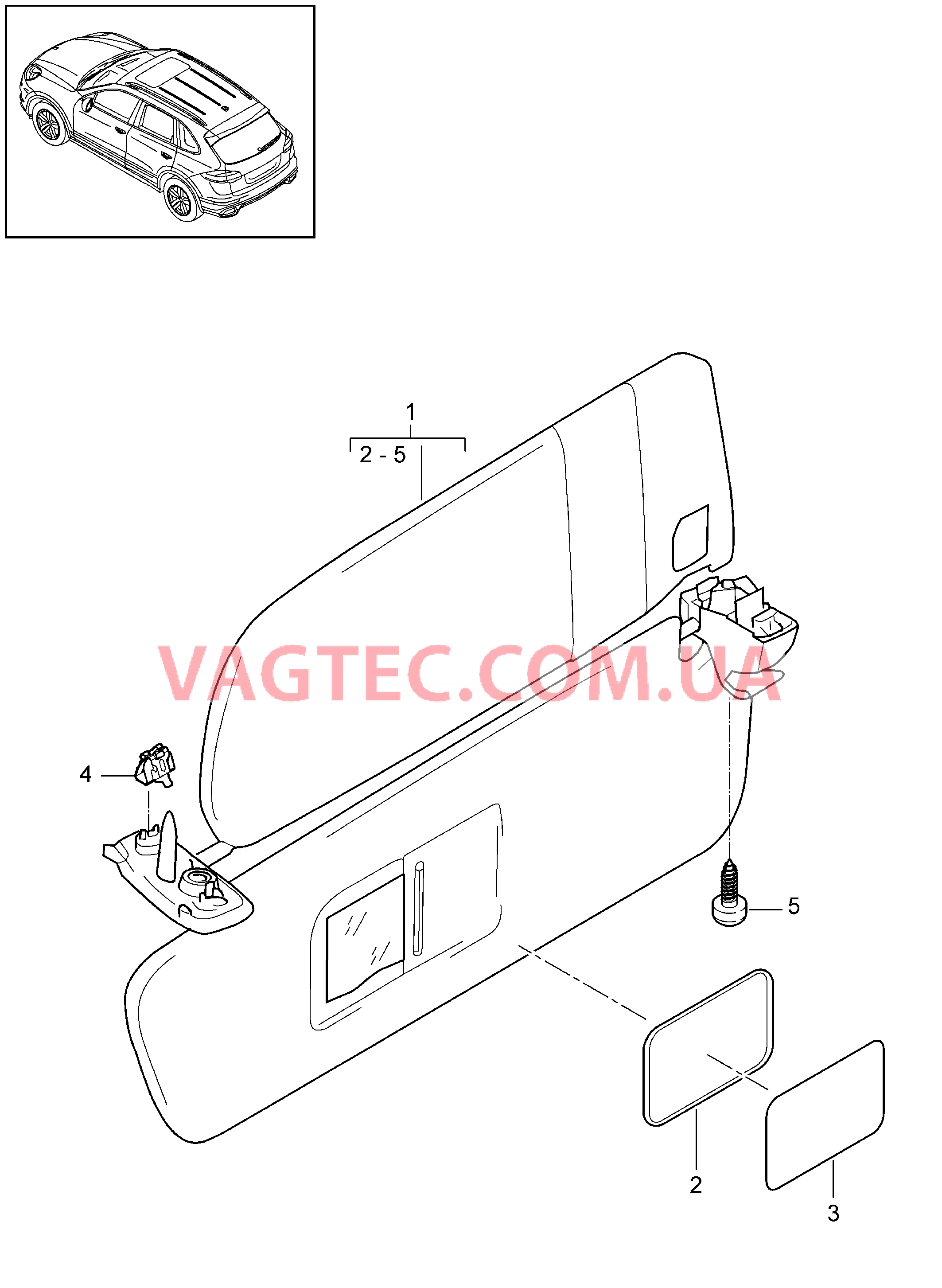 809-027 Солнцезащитные козырьки для PORSCHE Cayenne 2011-2018