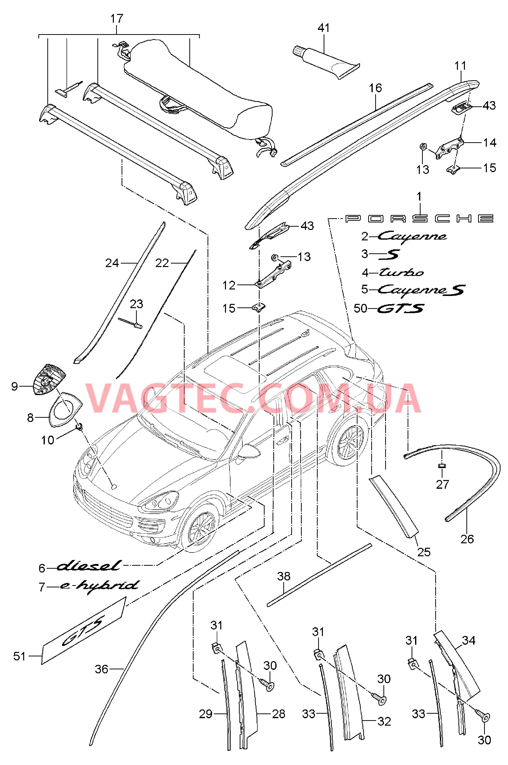 810-002 Надписи, Декоративные обшивки, верхний, внешний для PORSCHE Cayenne 2011-2018USA