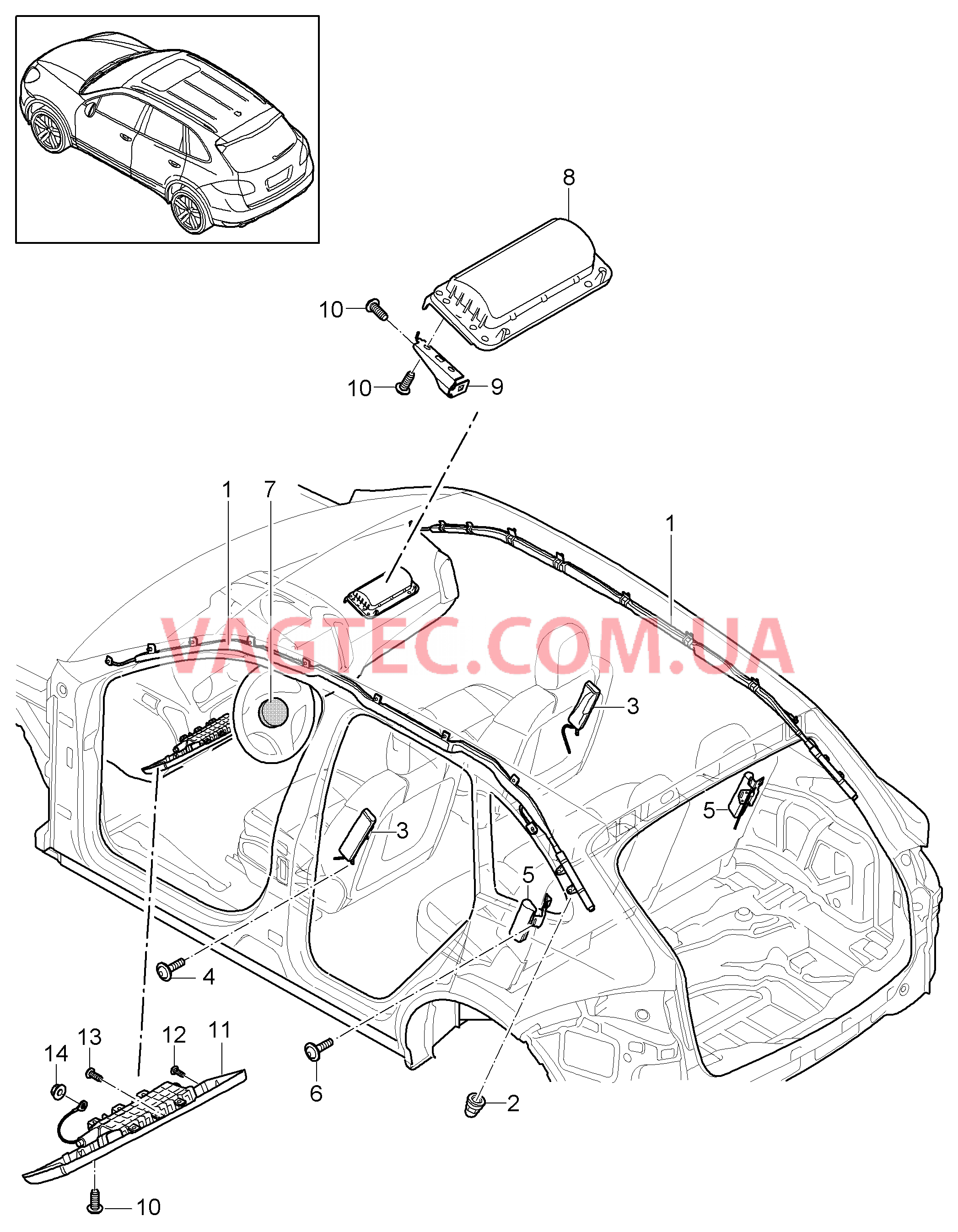 812-050 Подушка безопасности для PORSCHE Cayenne 2011-2018USA