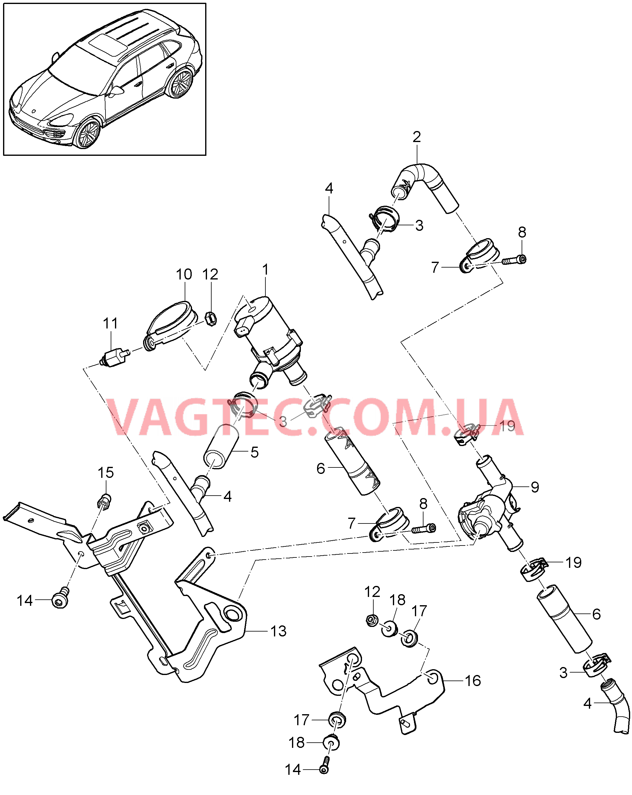 813-005 Обогрев, Насос, Впускной патрубок
						
						-ID11 для PORSCHE Cayenne 2011-2018USA