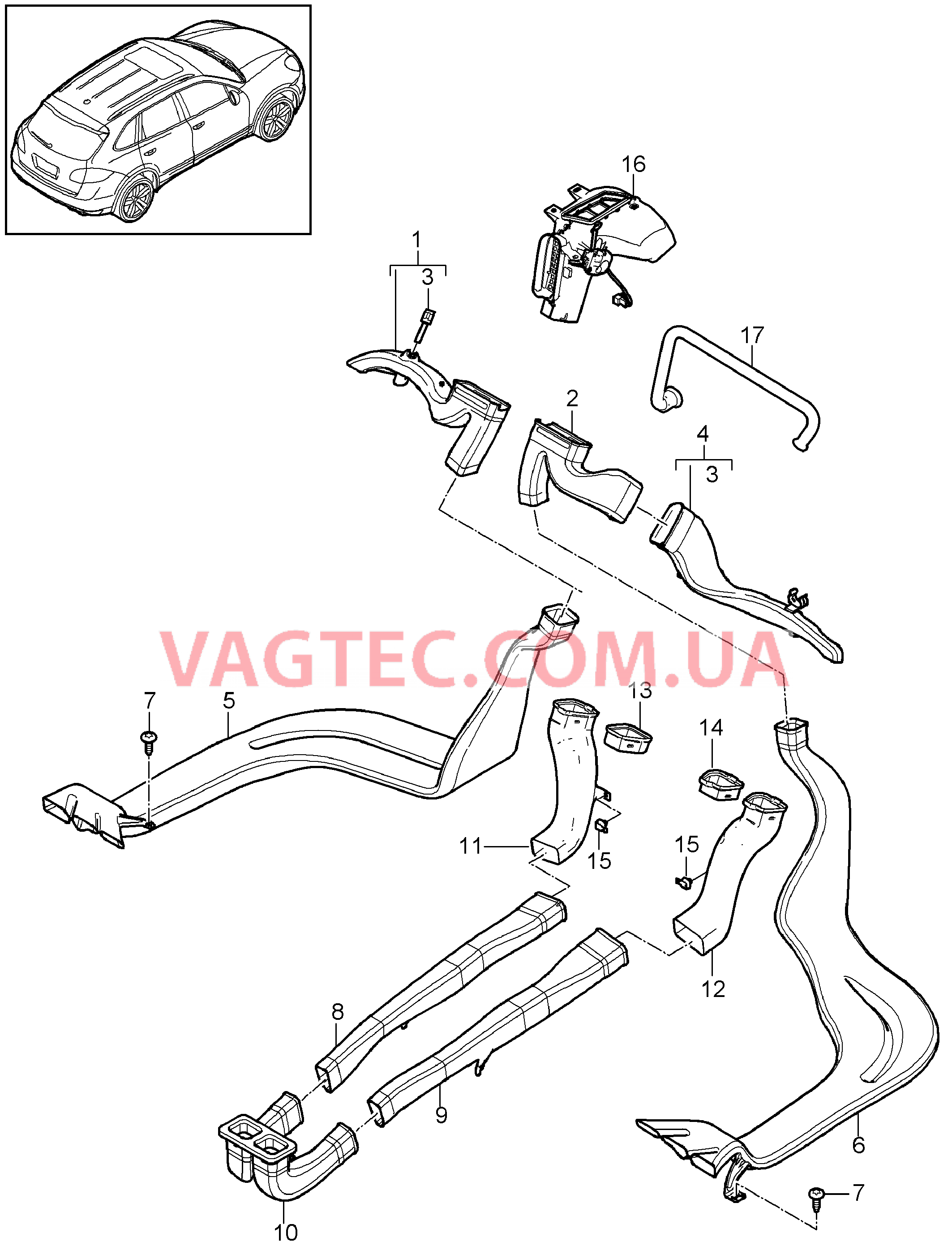 813-030 Воздухораспределитель для PORSCHE Cayenne 2011-2018USA