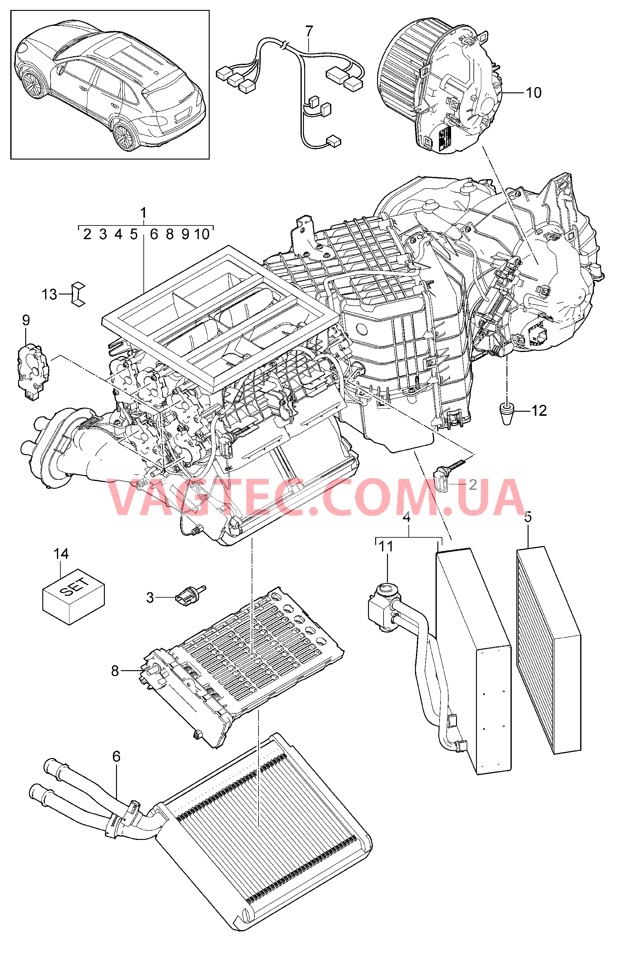813-040 Кондиционер, передний, Отдельные детали для PORSCHE Cayenne 2011-2018USA
