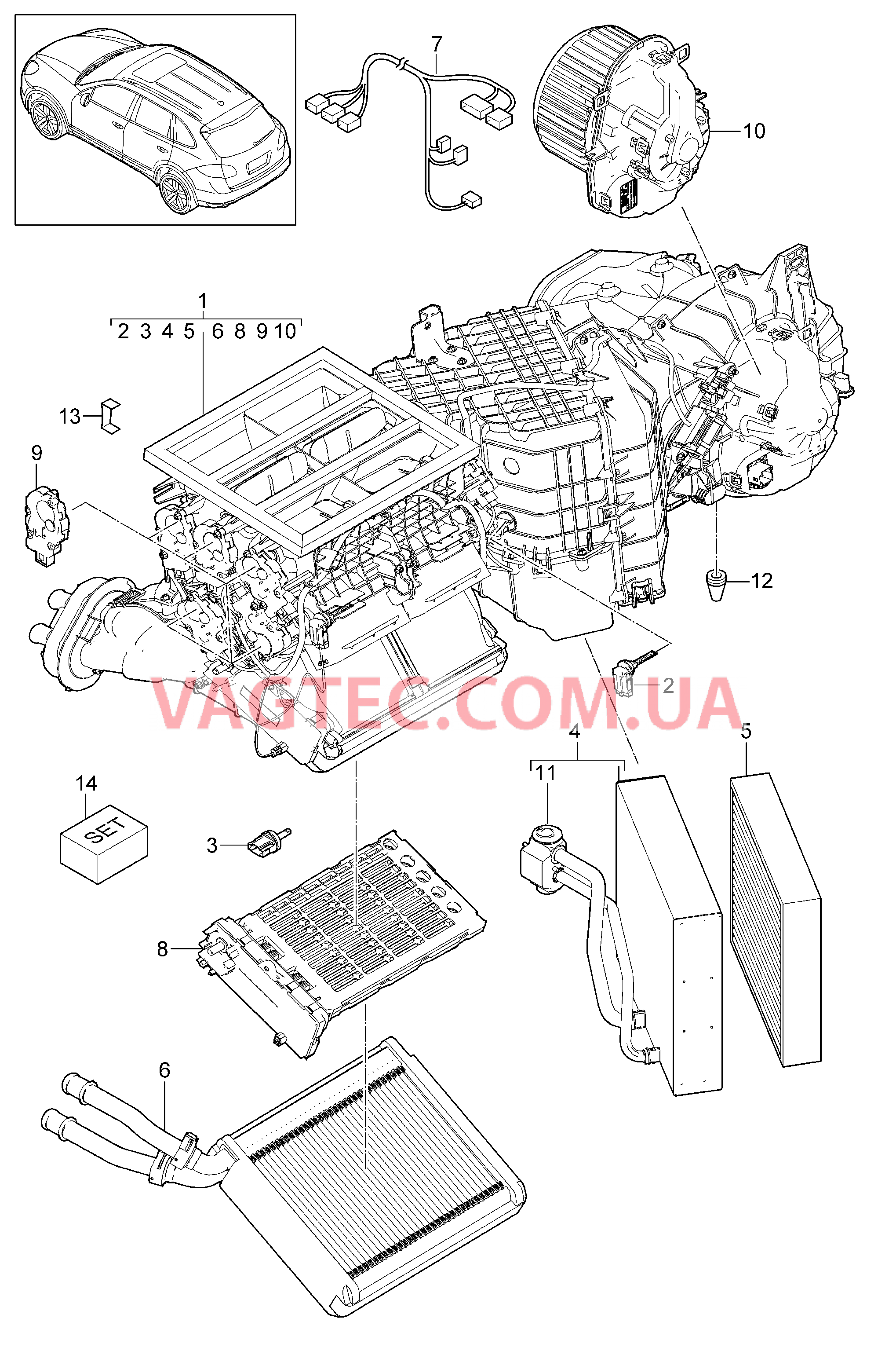 813-040 Кондиционер, передний, Отдельные детали для PORSCHE Cayenne 2011-2018