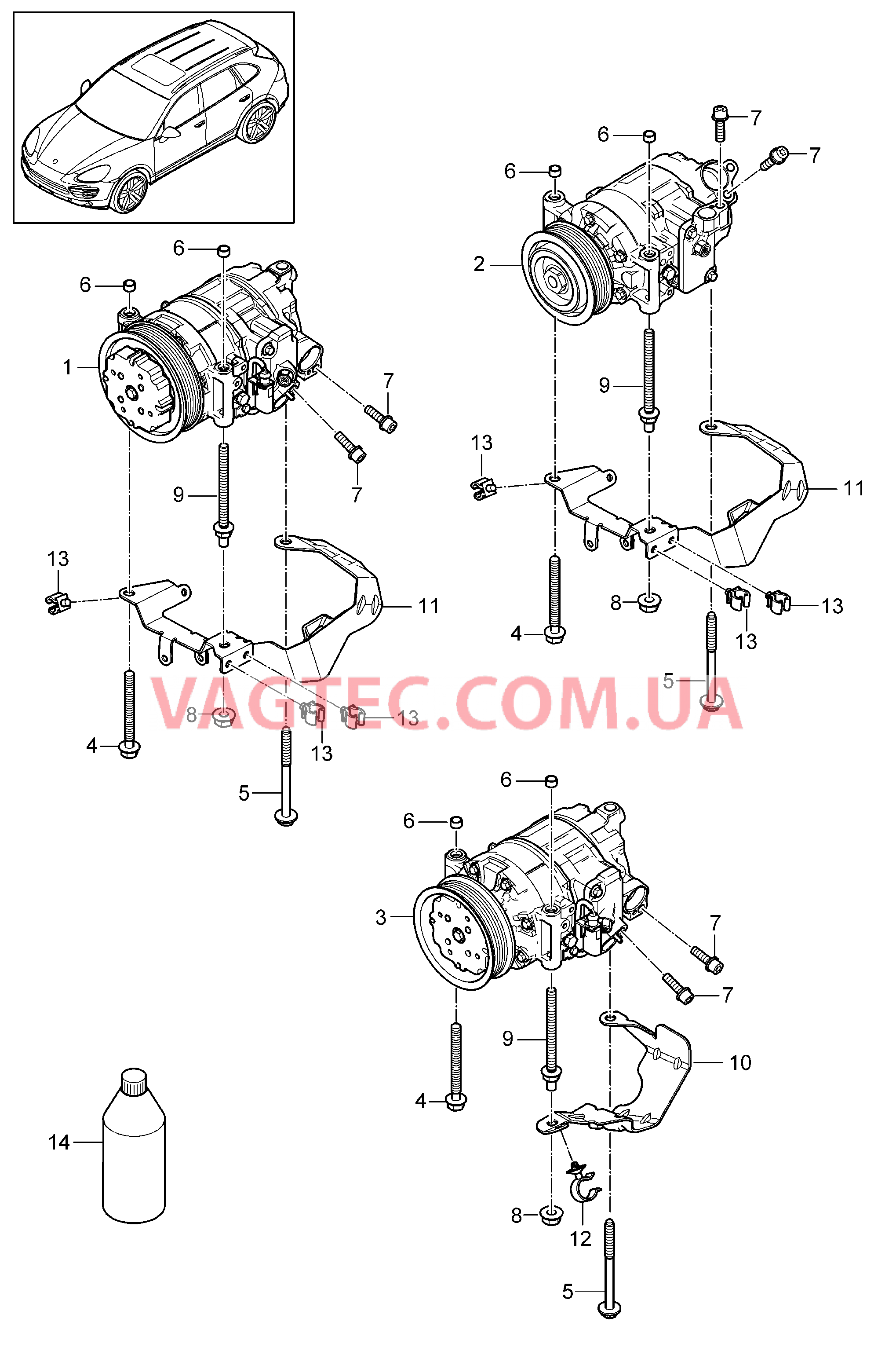 813-072 Компрессор, Кондиционер, Бензин
						
						-ID19/IKK3 для PORSCHE Cayenne 2011-2018USA