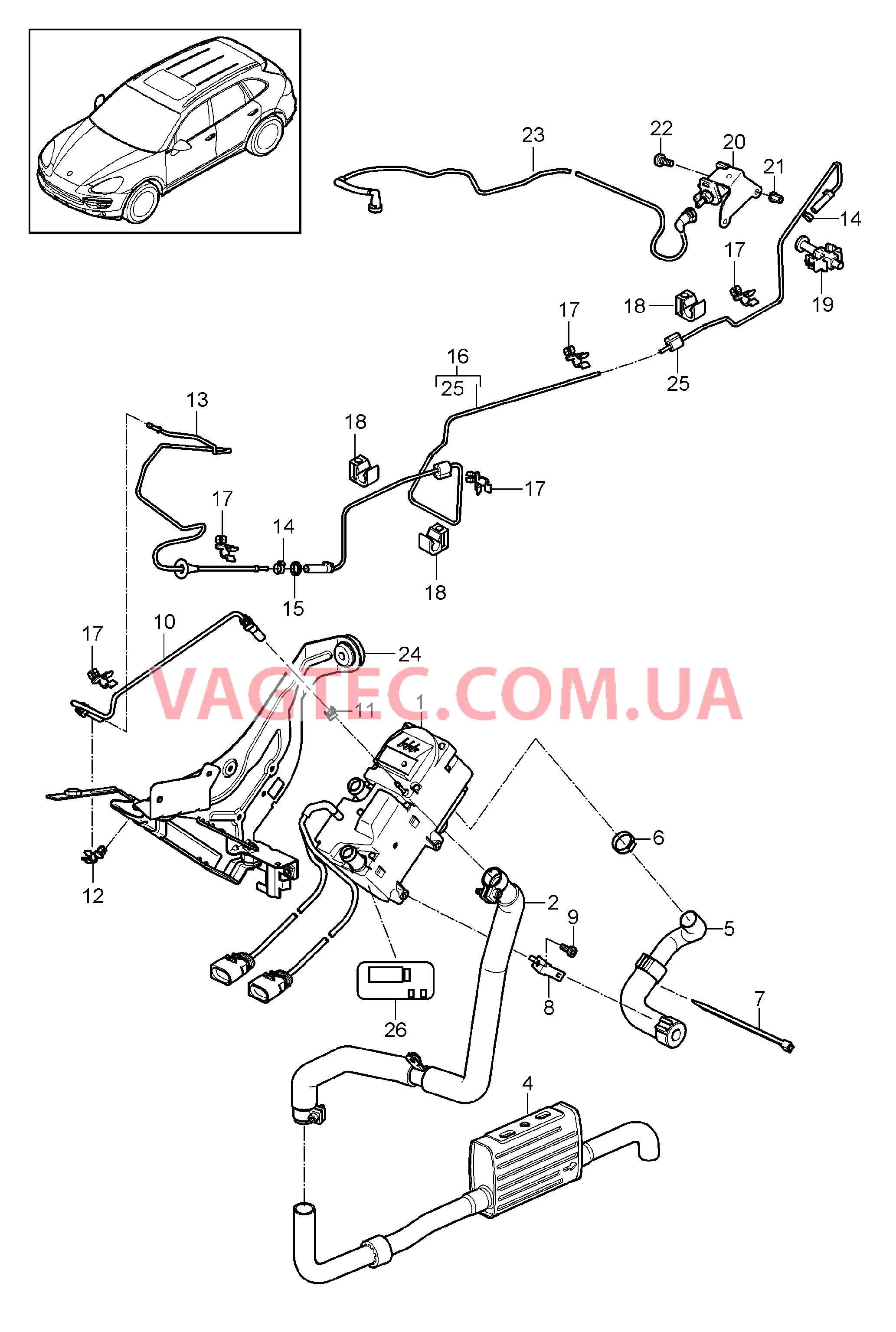 813-080 Дополнительный отопитель, Топливная система, и, Глушитель, Держатель, см. группу, 8/13/85 для PORSCHE Cayenne 2011-2018