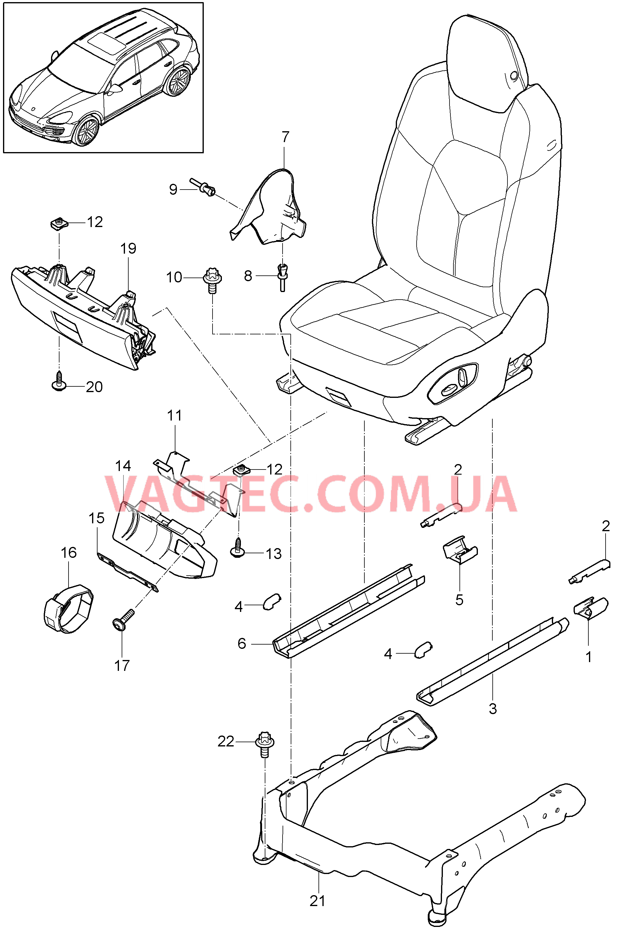 817-000 Переднее сиденье, Детали для PORSCHE Cayenne 2011-2018USA