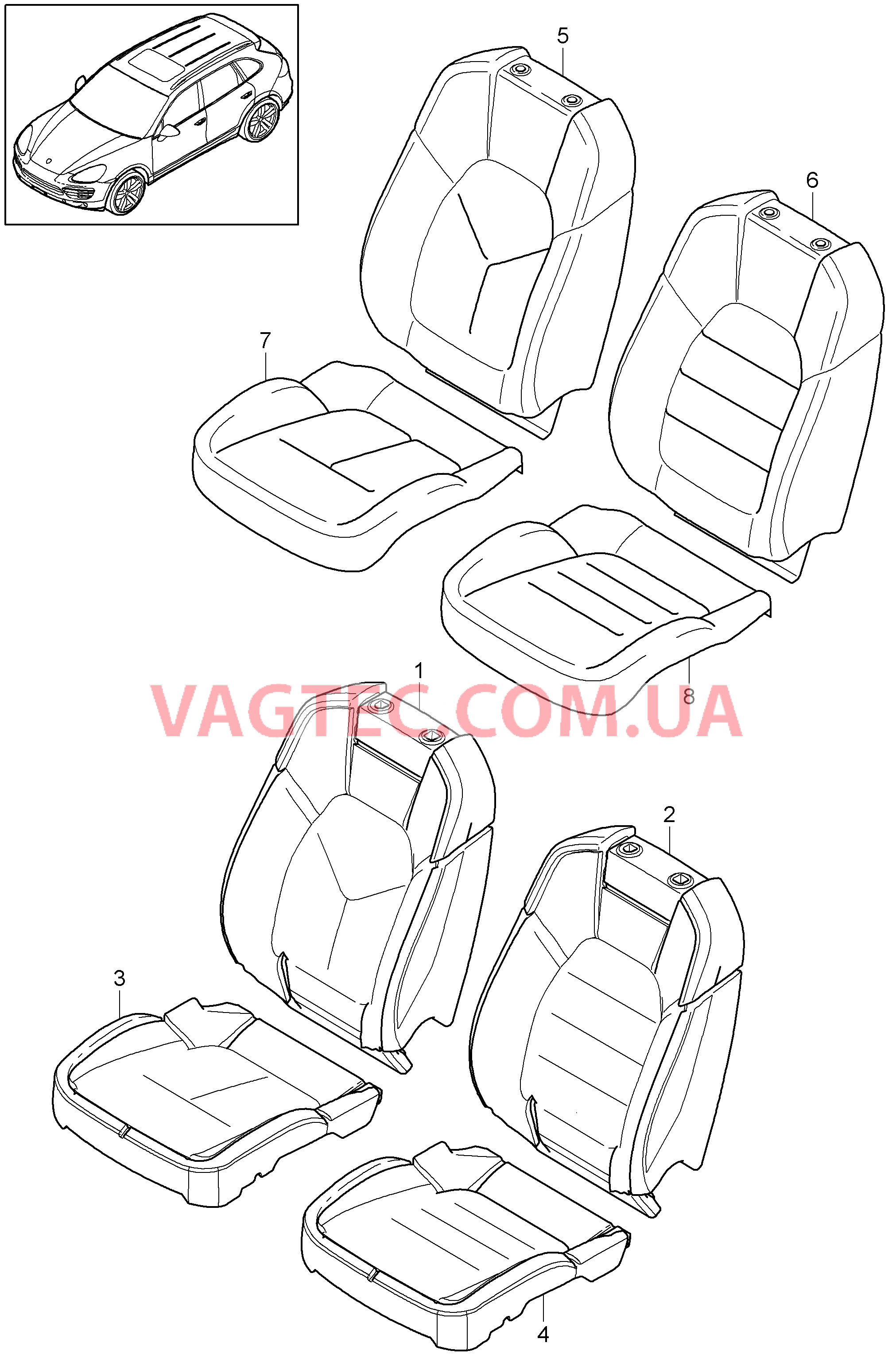 817-002 Пенопласт.комп., Покрытие, Серийное сиденье
						
						IQ1G для PORSCHE Cayenne 2011-2018USA