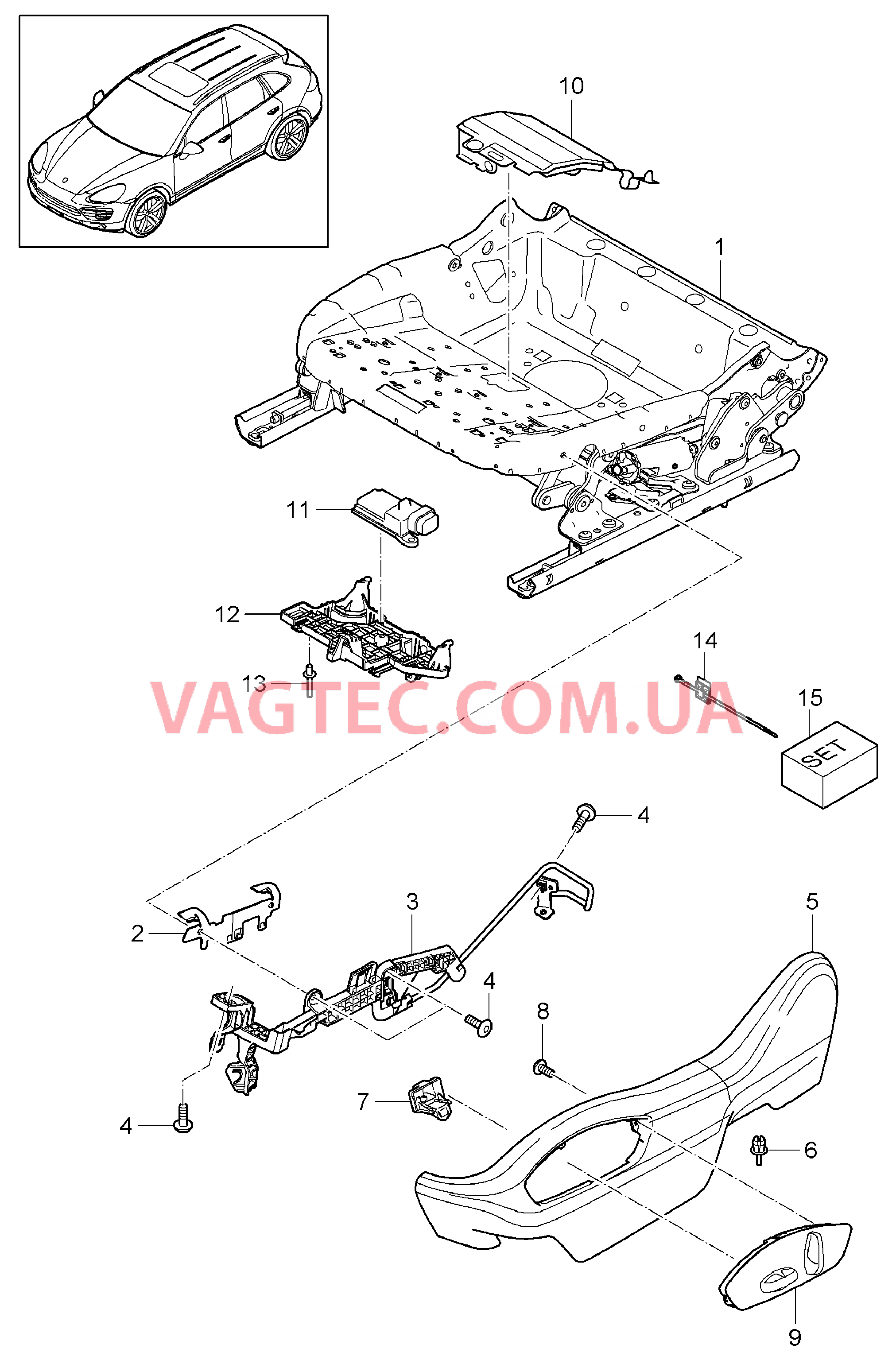 817-004 Регулятор сиденья, Серийное сиденье для PORSCHE Cayenne 2011-2018USA