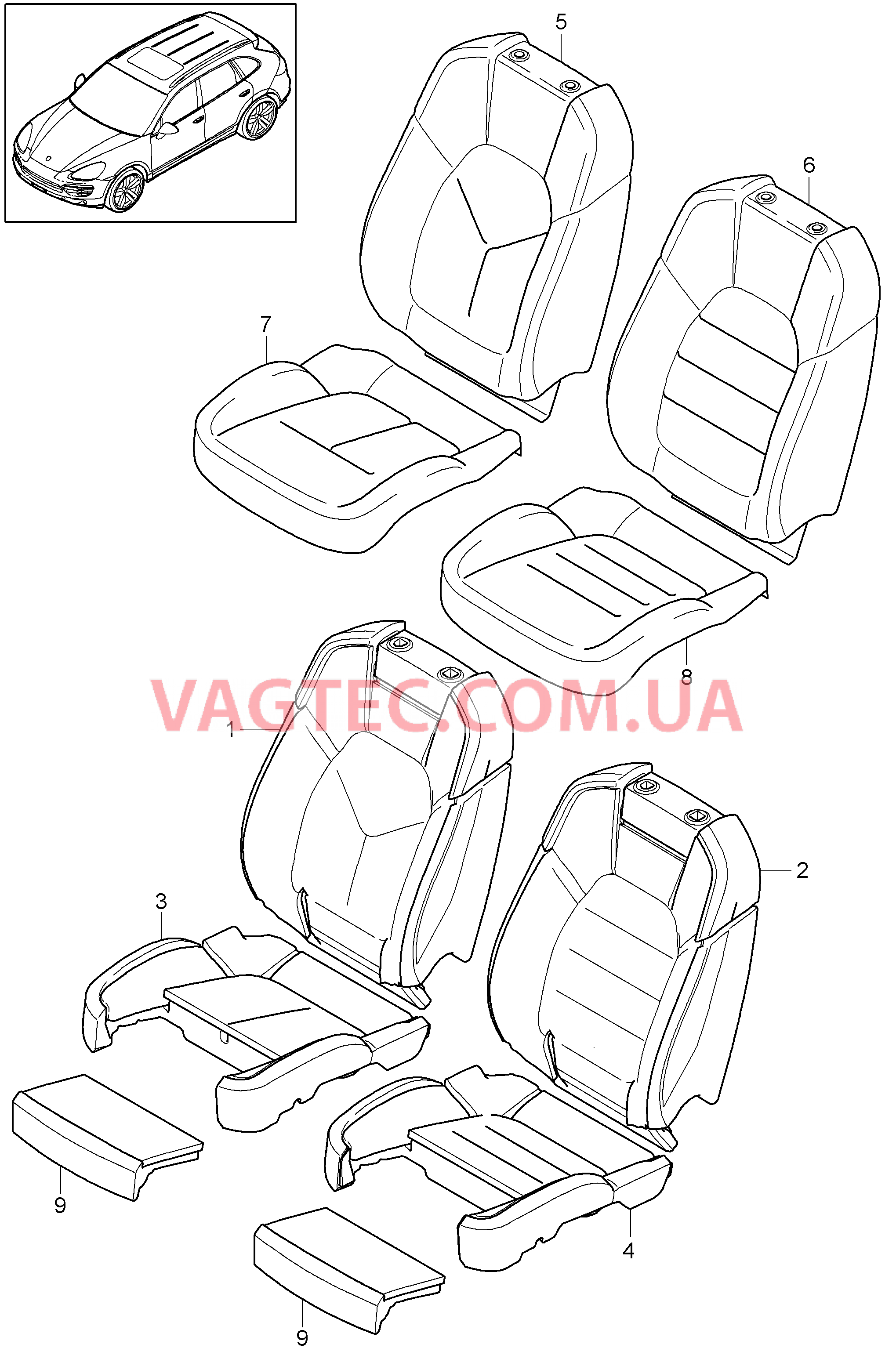 817-008 Пенопласт.комп., Покрытие, Сиденье KOMFORT
						
						IQ2J для PORSCHE Cayenne 2011-2018USA