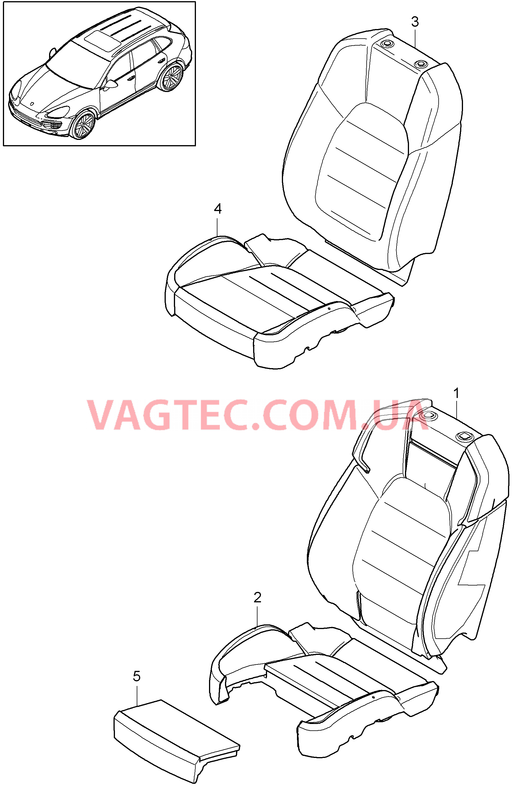 817-012 Пенопласт.комп., Покрытие, Спортивное сиденье
						
						IQ1J/Q4P для PORSCHE Cayenne 2011-2018USA