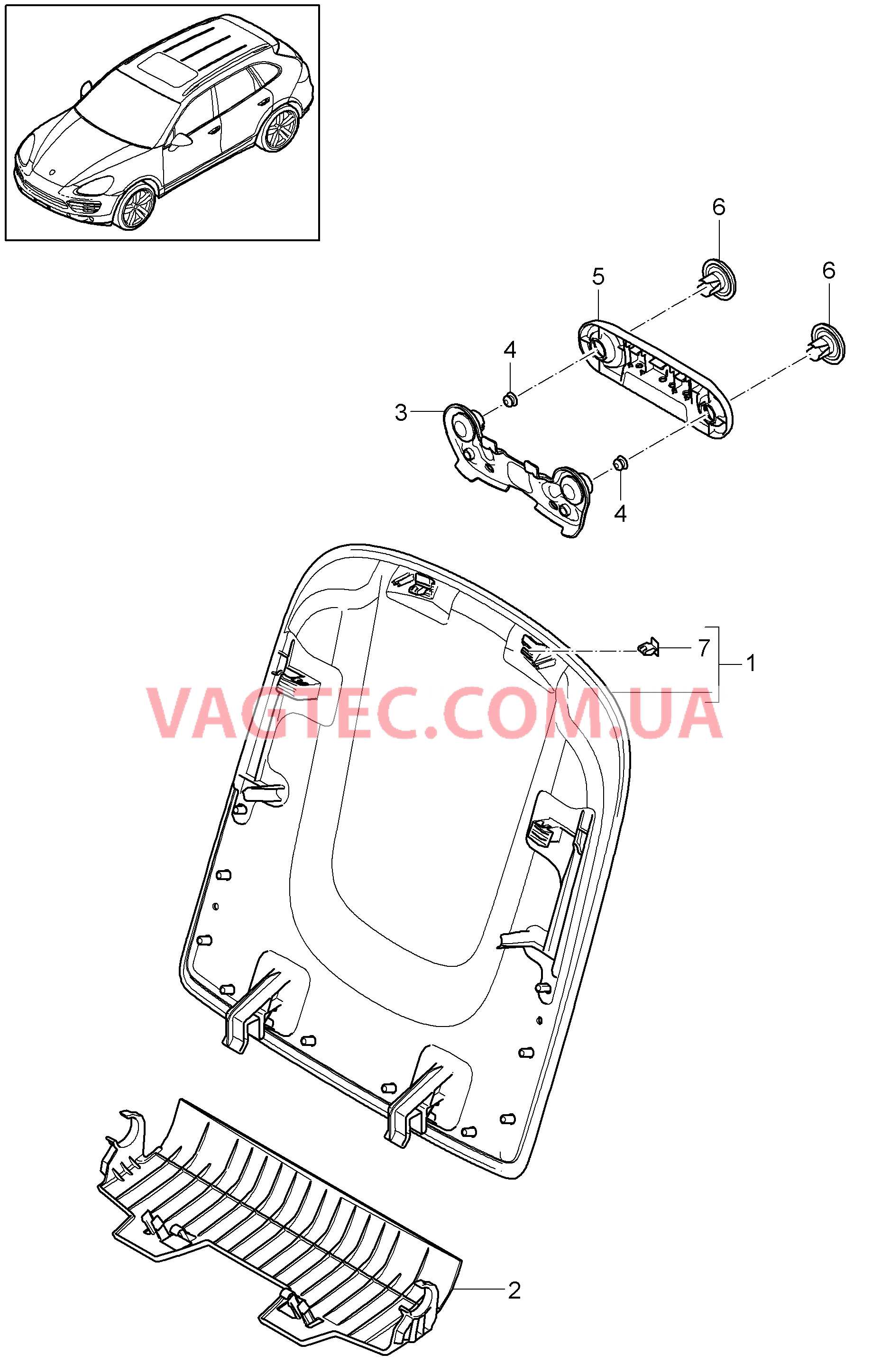 817-020 Крышка, Каркас спинки для PORSCHE Cayenne 2011-2018USA