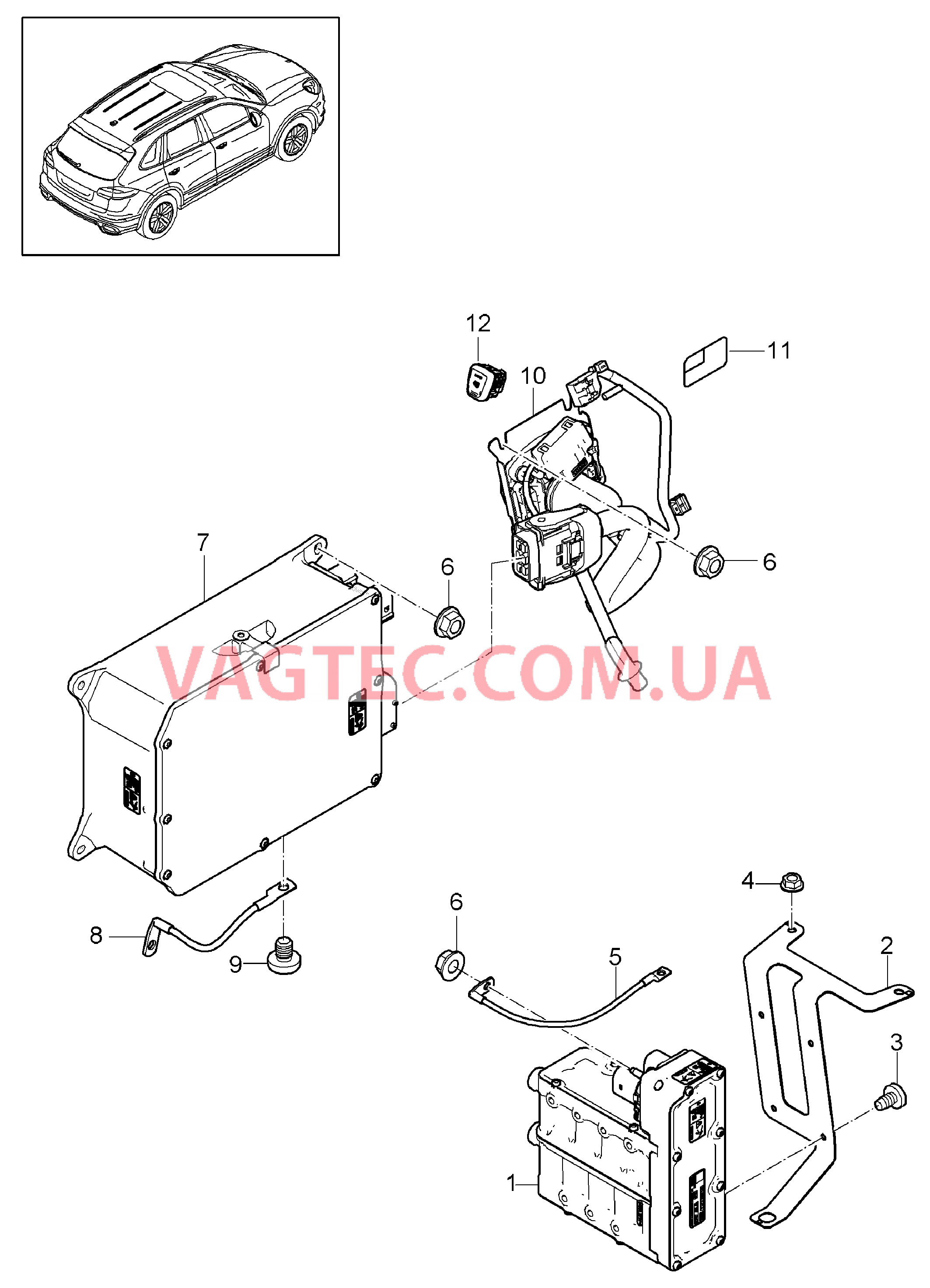 901-037 Теплообменник, Задняя подвеска, Источник питания, Салон, Зарядное устройство, Источник питания, Розетка для зарядки для PORSCHE Cayenne 2011-2018USA