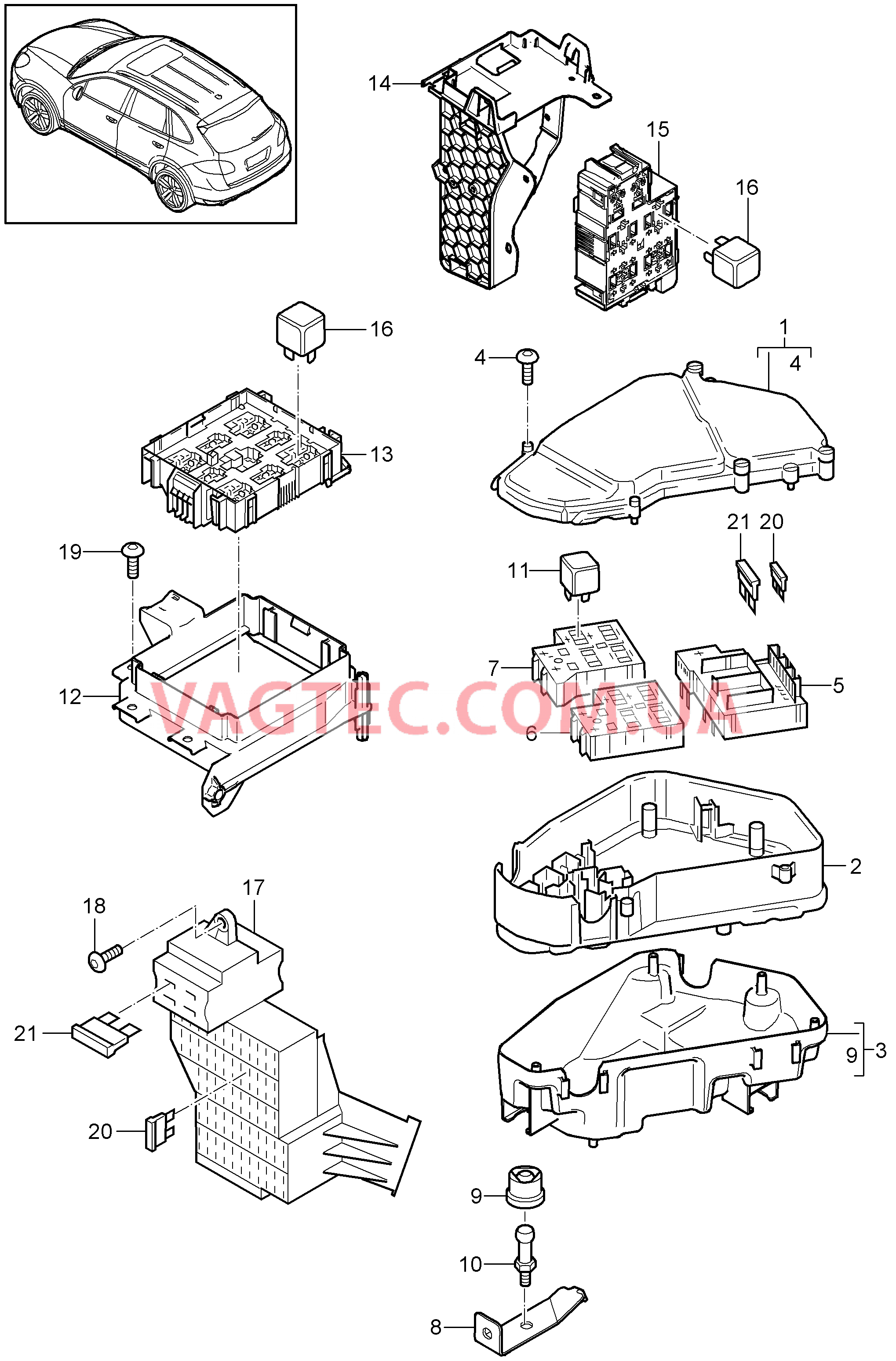 902-000 Блок упр. бортовой сети, Блок предохранителей для PORSCHE Cayenne 2011-2018