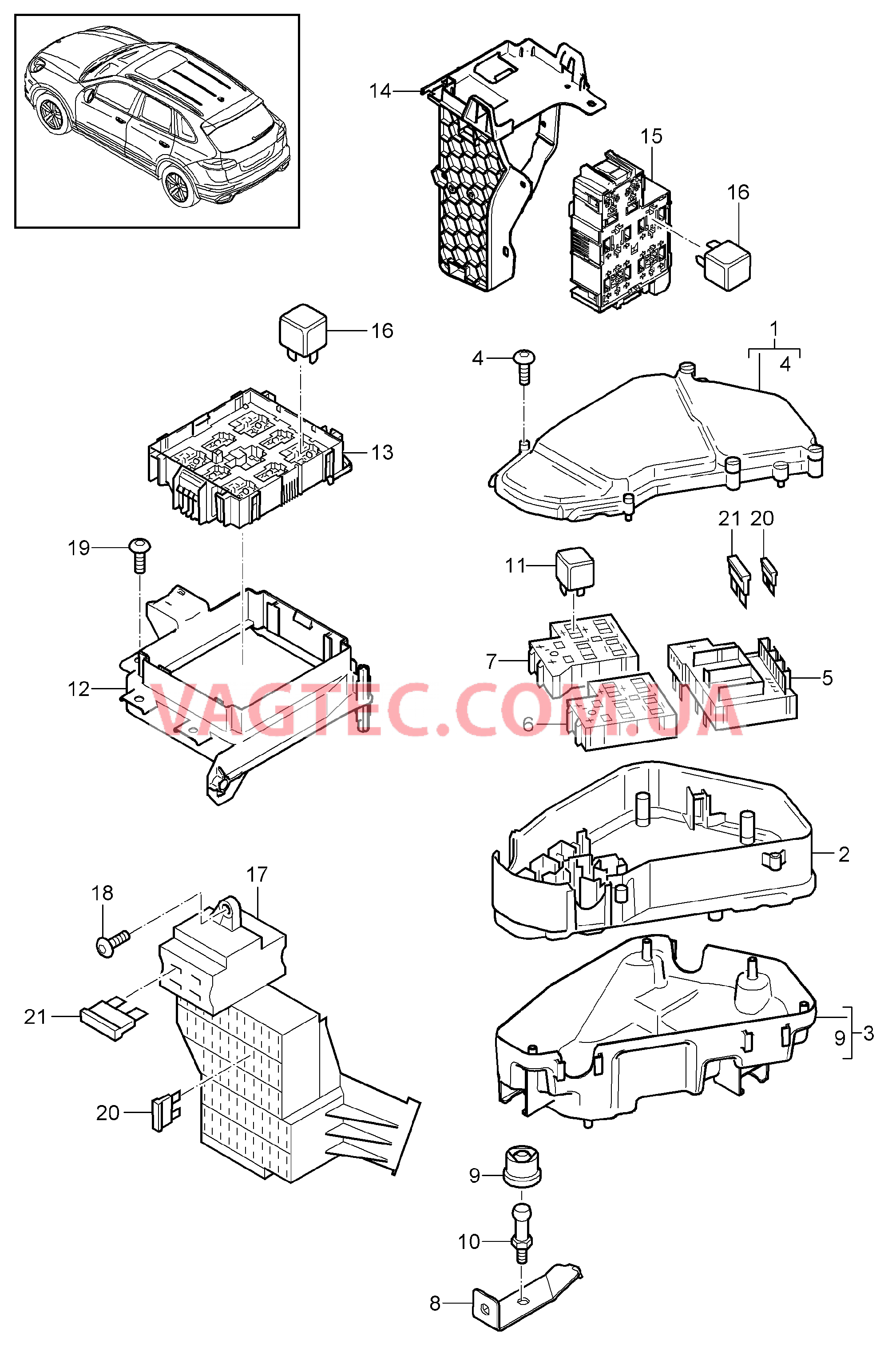 902-001 Блок упр. бортовой сети, Блок предохранителей для PORSCHE Cayenne 2011-2018