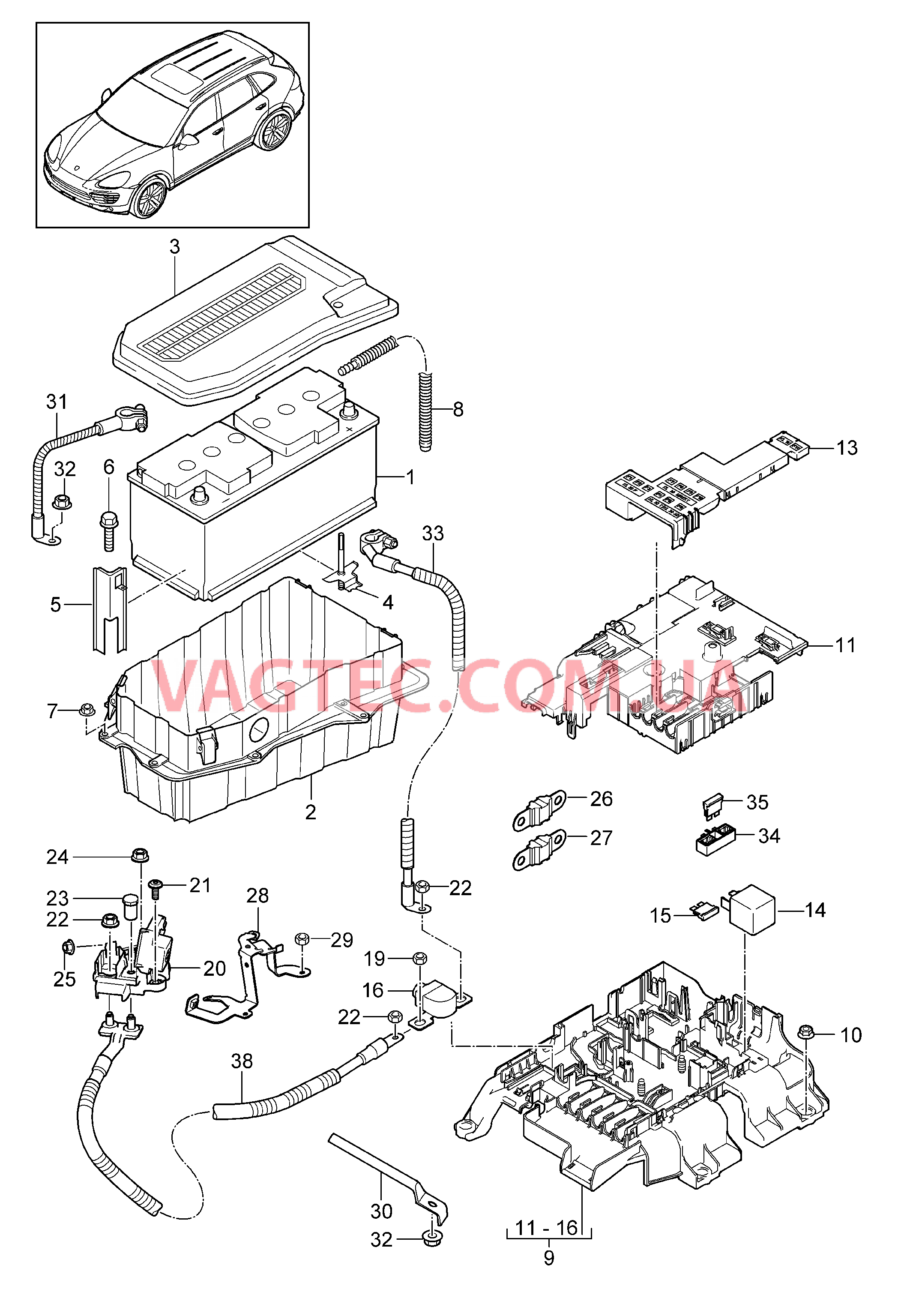 902-004 Источник питания, Распределительное устройство для PORSCHE Cayenne 2011-2018USA