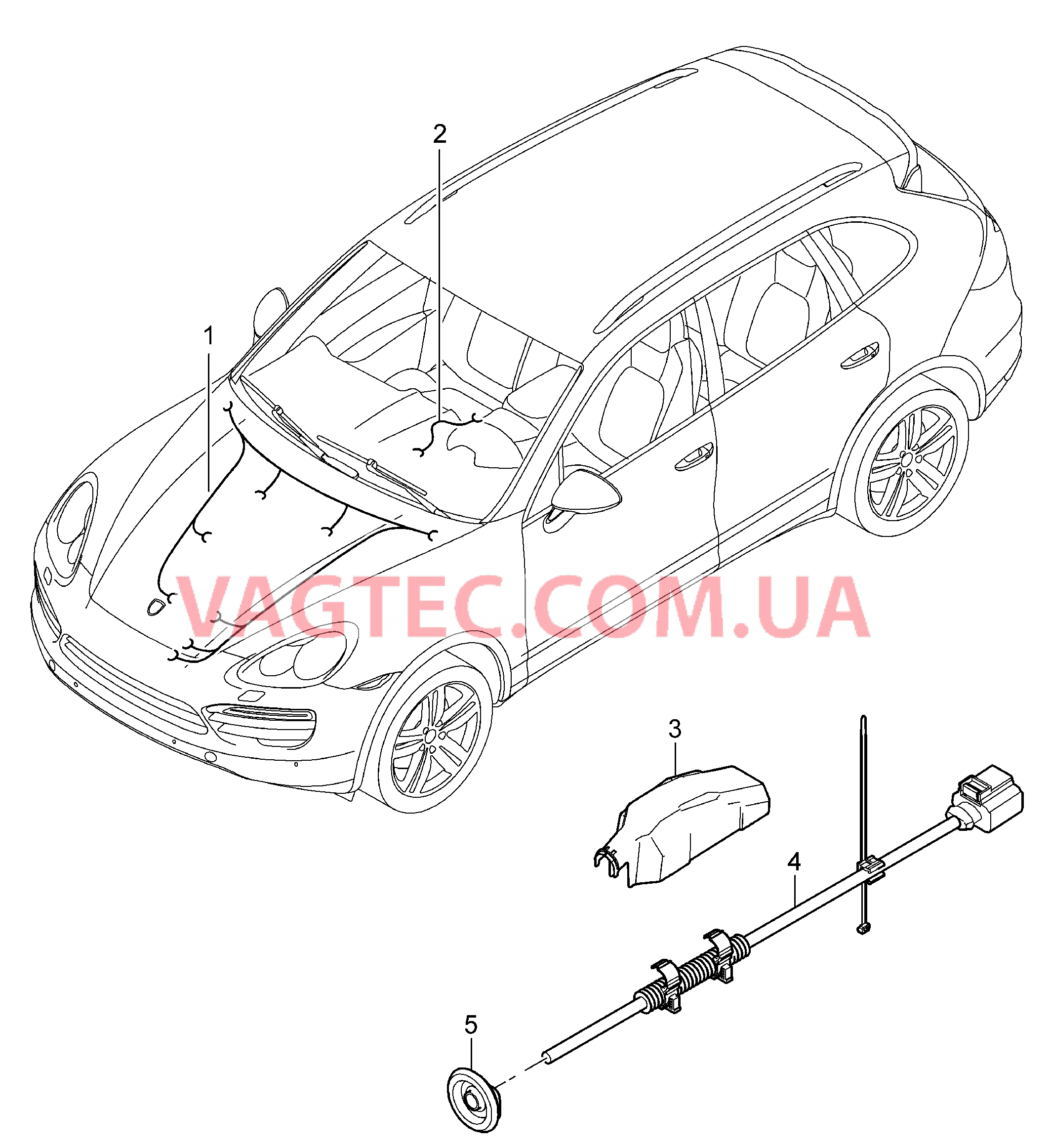 902-006 Жгуты проводов, Моторный отсек, Коробка переключения передач для PORSCHE Cayenne 2011-2018