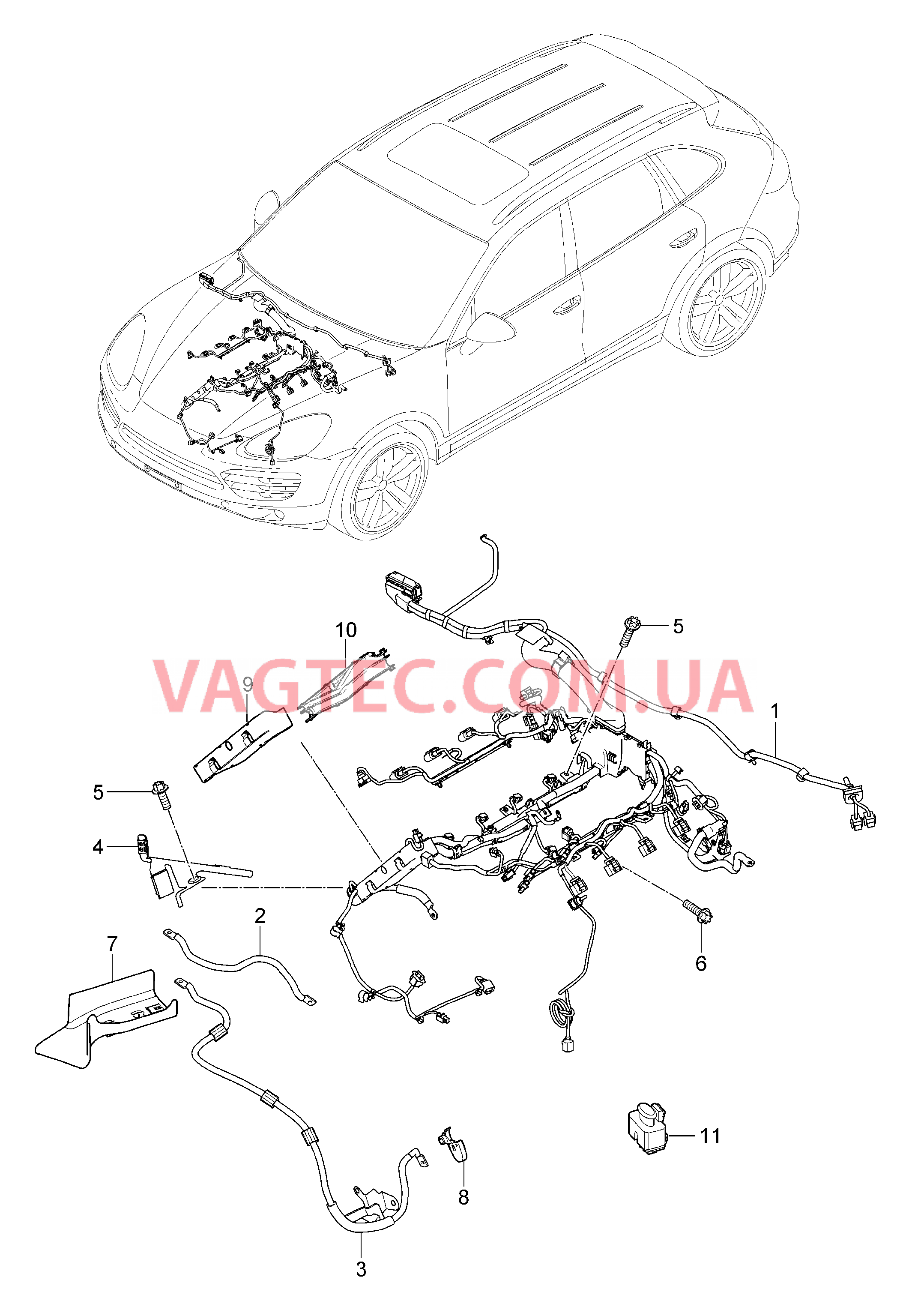 902-008 Жгуты проводов, Двигатель для PORSCHE Cayenne 2011-2018USA