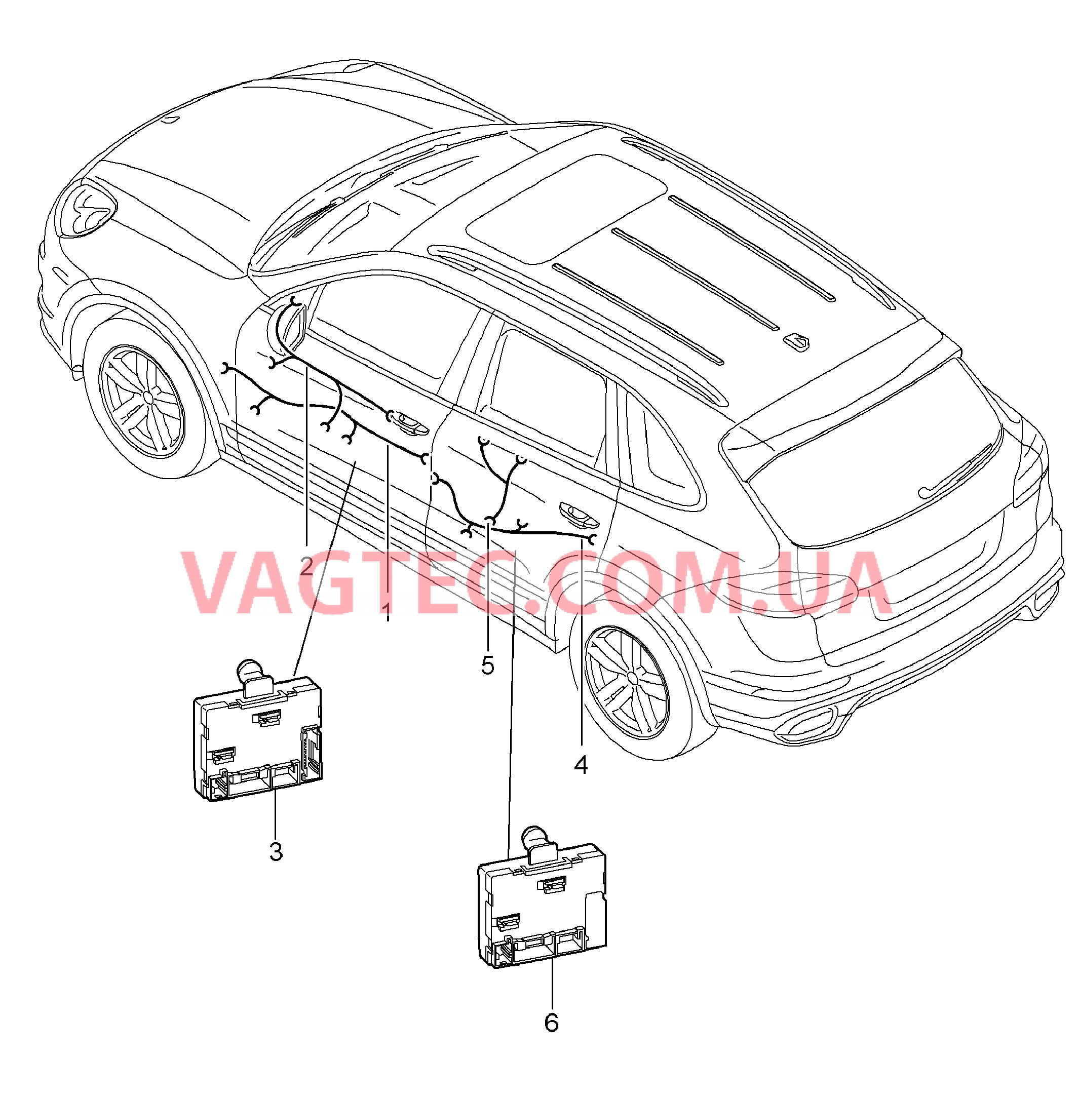 902-016 Жгуты проводов, Блоки управления, Двери для PORSCHE Cayenne 2011-2018