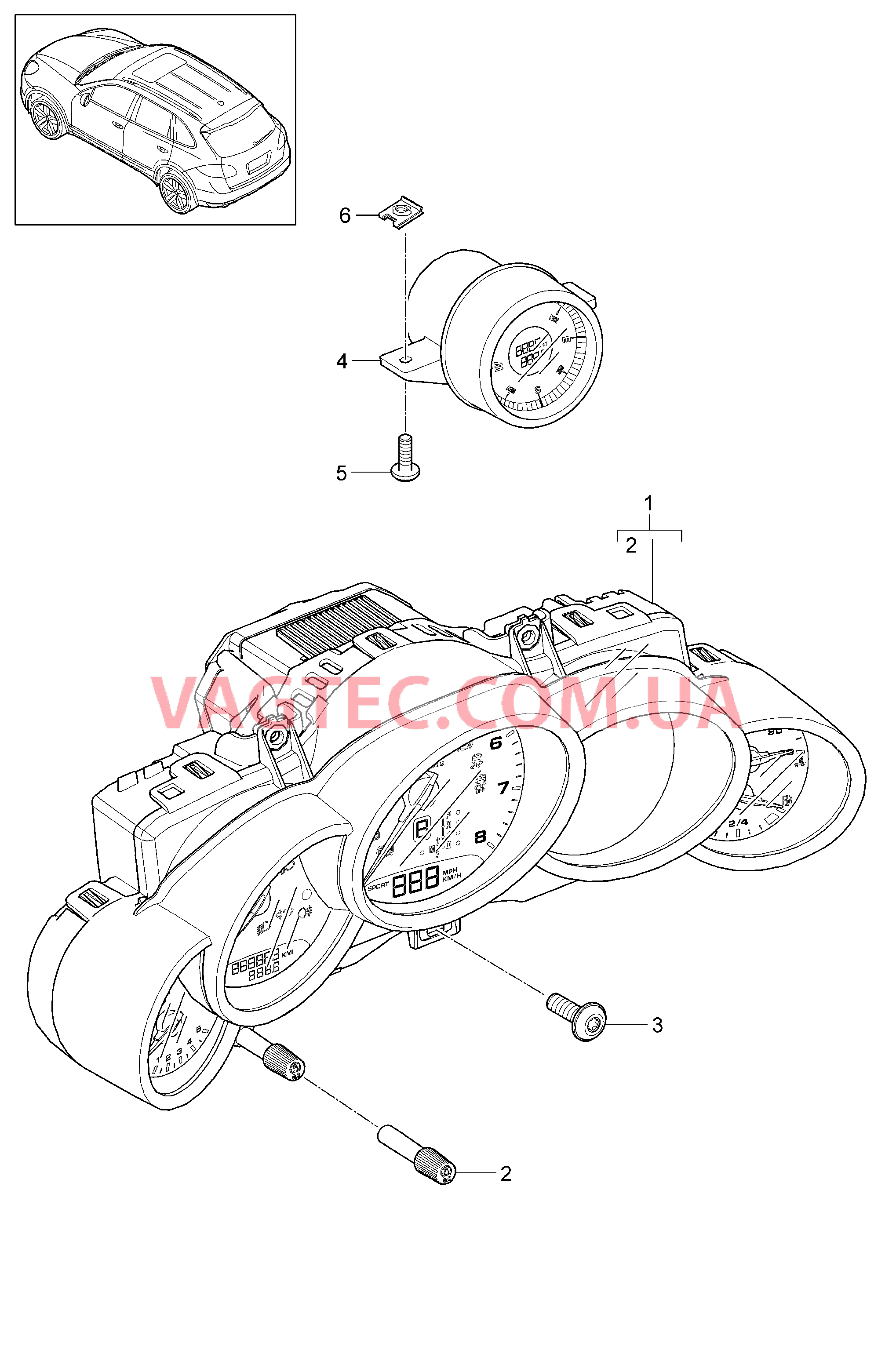 906-008 Инструменты, Циферблат, цветной
						
						I7V3/7V4/7V7, I7V8 для PORSCHE Cayenne 2011-2018