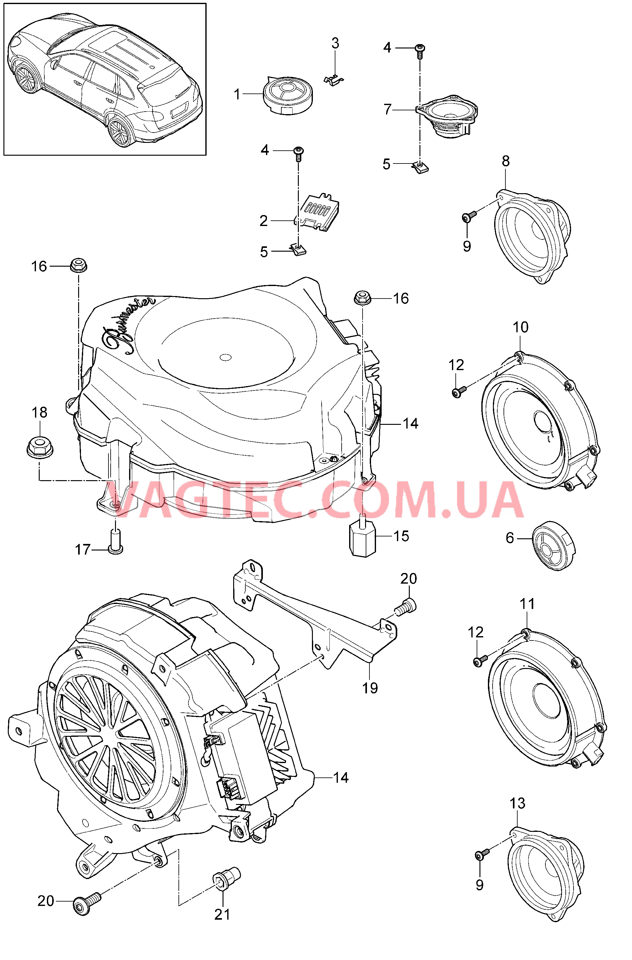 911-006 Динамик для PORSCHE Cayenne 2011-2018USA