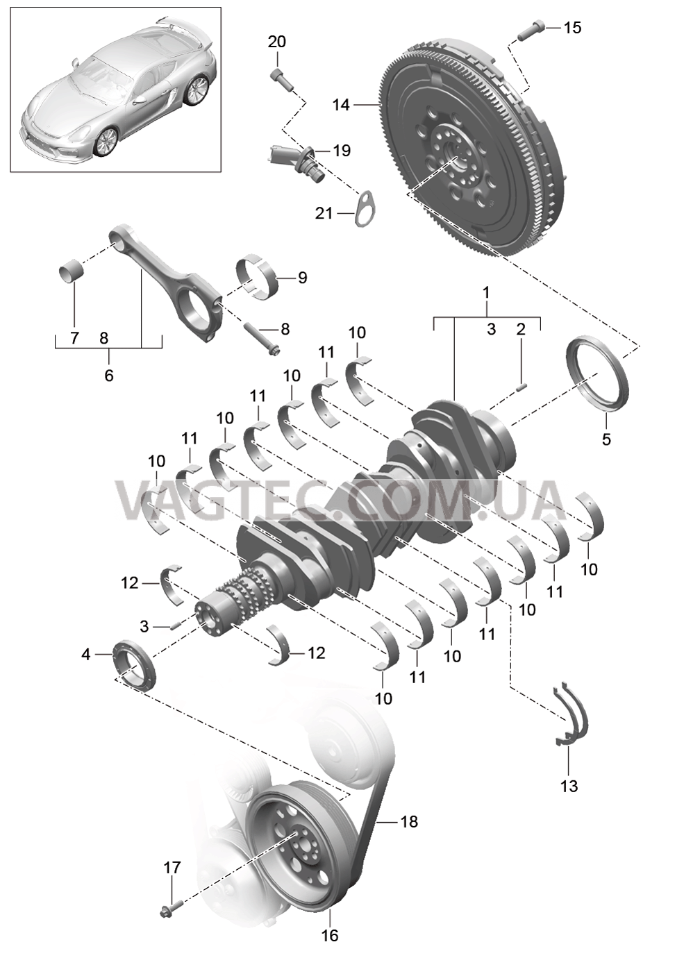 102-000 Коленвал для PORSCHE CaymanGT4 2016-USA