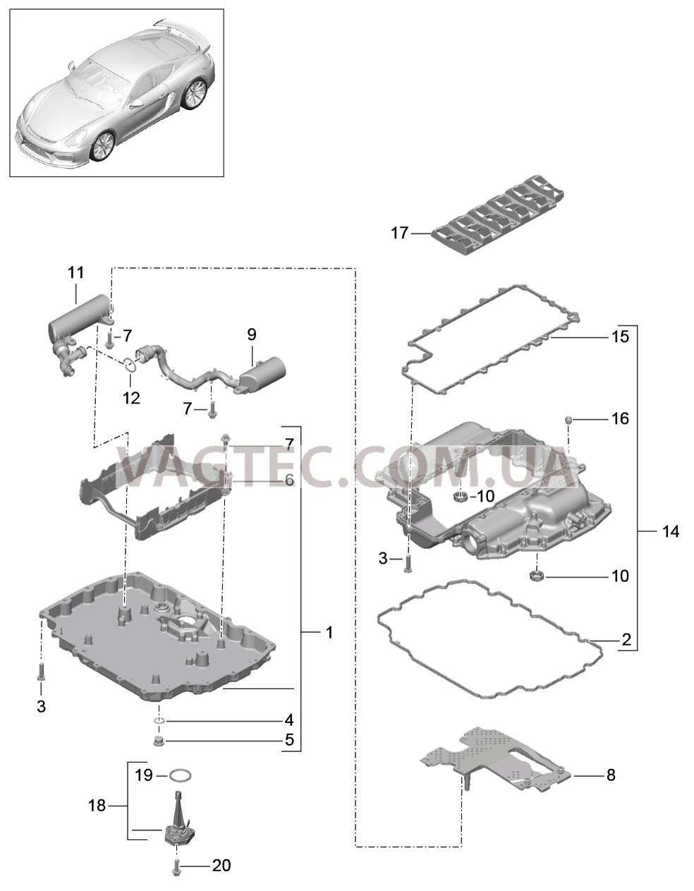 104-002 Масляный поддон для PORSCHE CaymanGT4 2016-USA