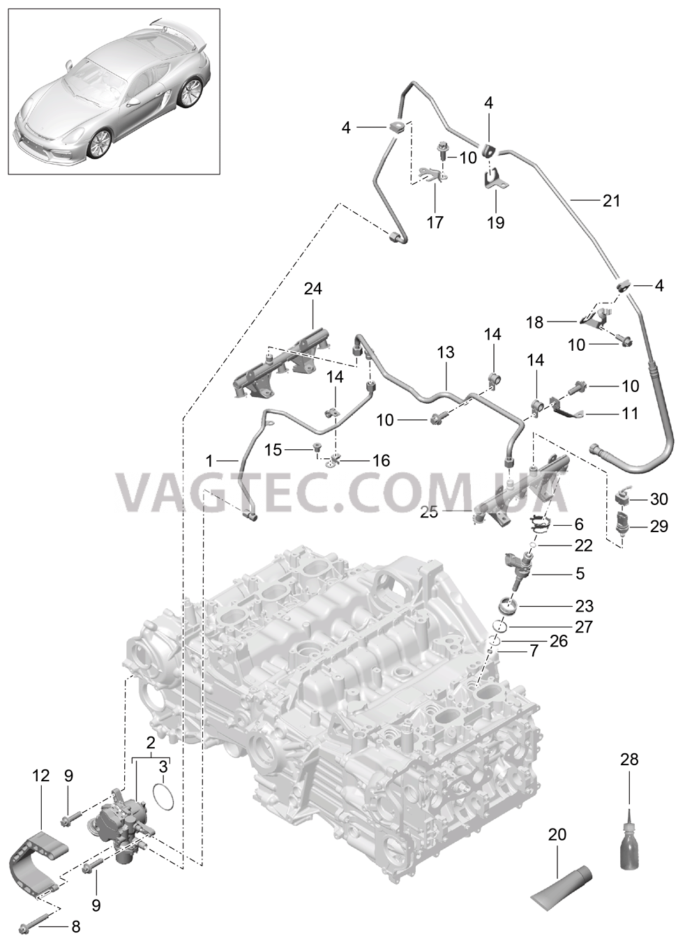 107-005 Топливная магистраль, Насос высокого давления для PORSCHE CaymanGT4 2016