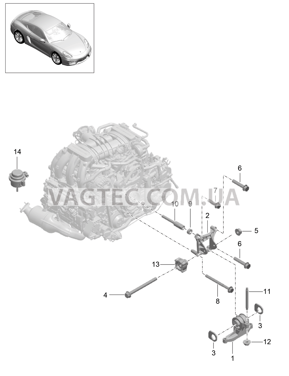 109-000 Подвеска двигателя для PORSCHE CaymanGT4 2016