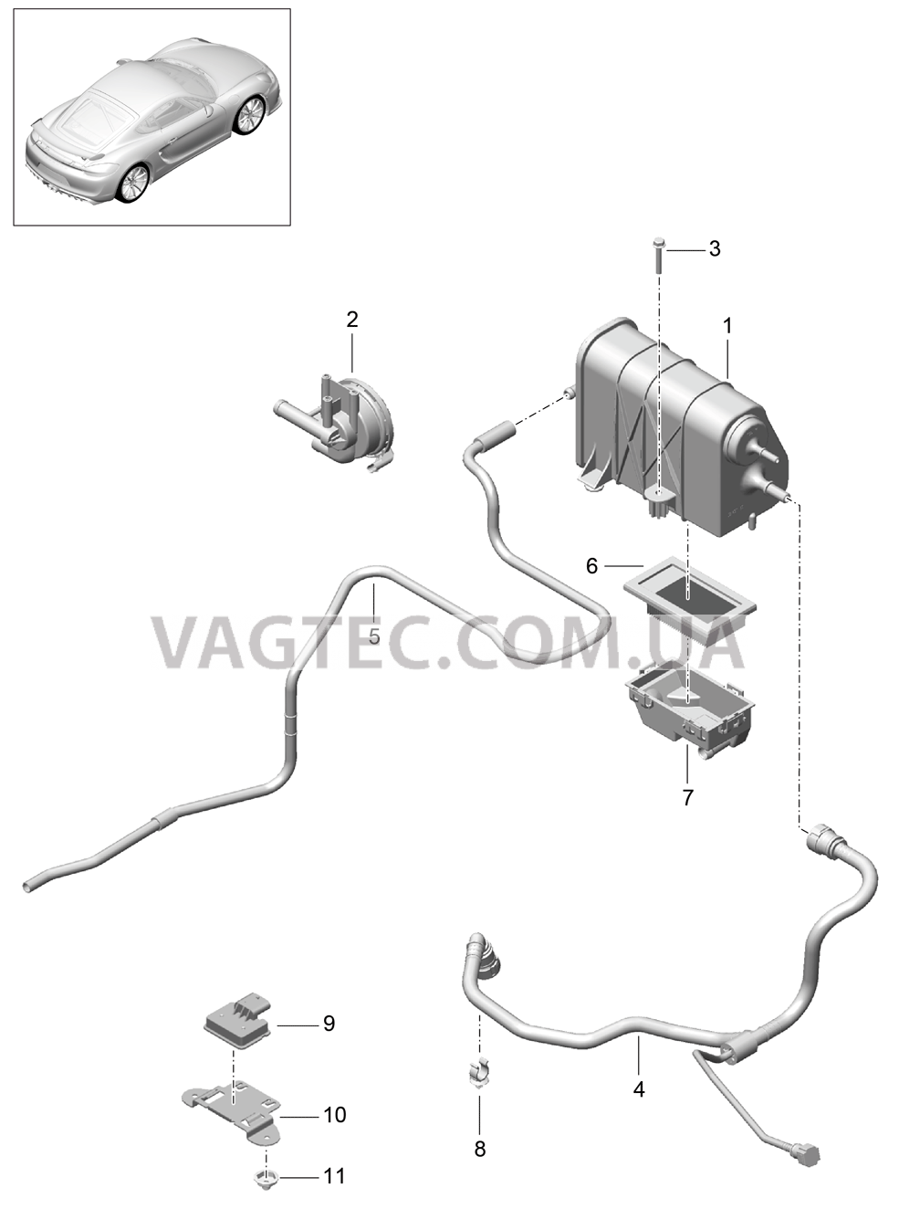 201-020 Резервуар с активир.углем для PORSCHE CaymanGT4 2016-USA