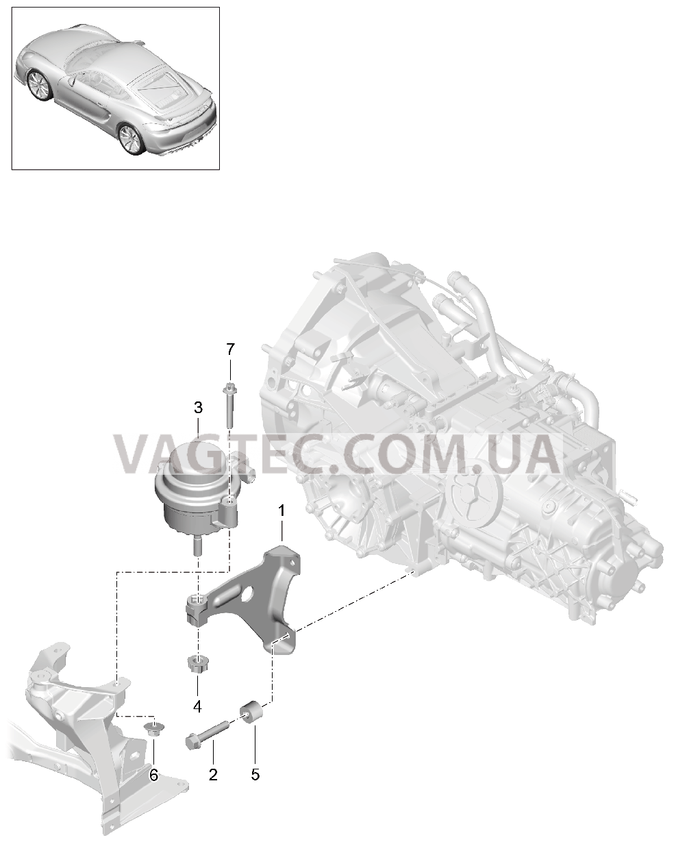 306-000 Подвеска коробки передач, Резьбовое соед., Двигатель для PORSCHE CaymanGT4 2016-USA